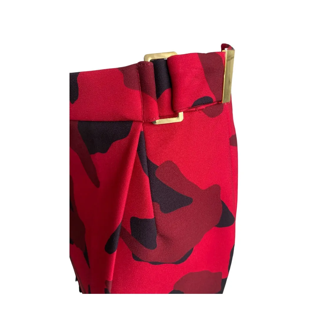 H&M Camouflage Pencil Skirt Red SIZE 14