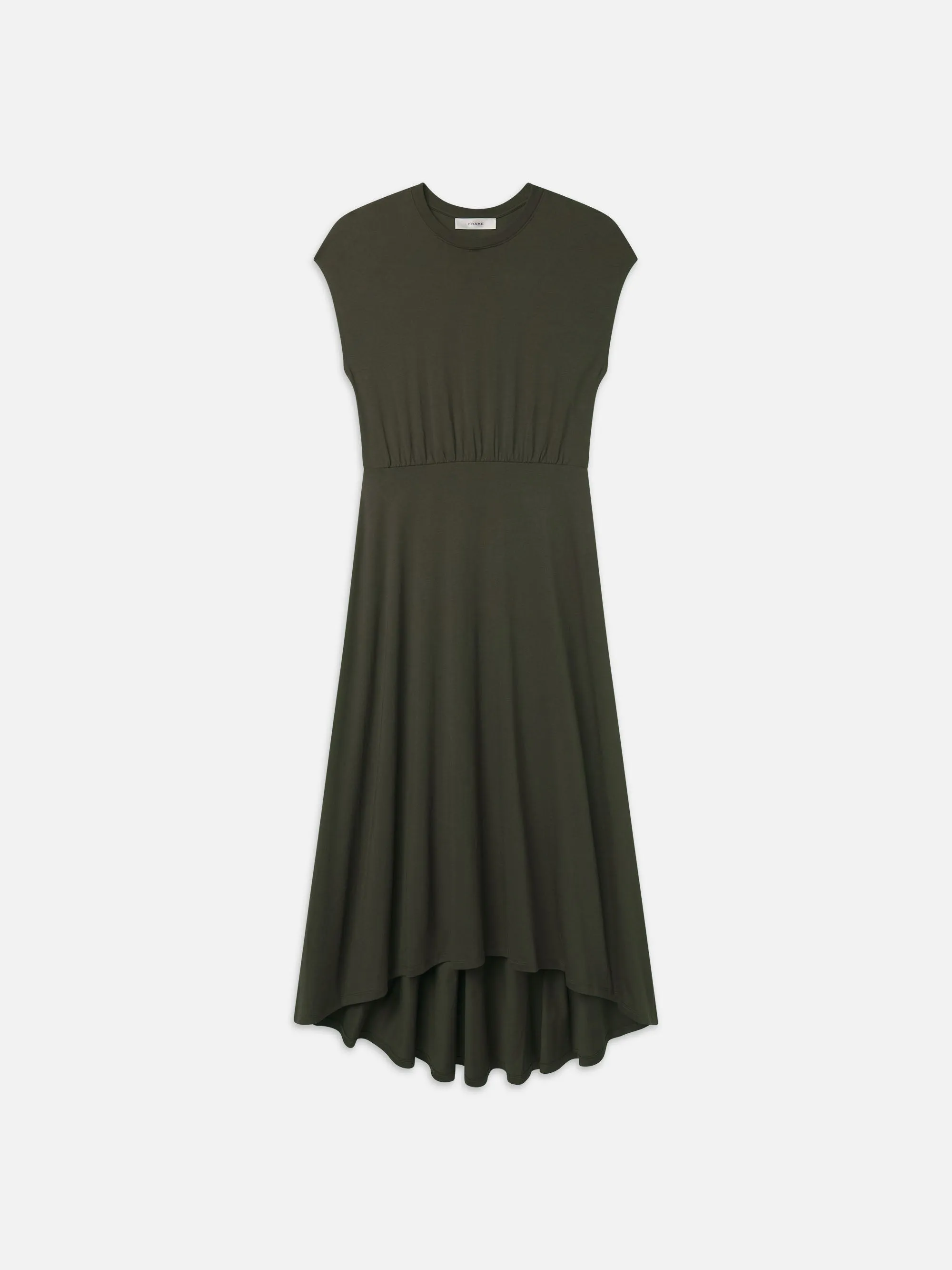 Handkerchief Hem Jersey Dress -- Rich Military