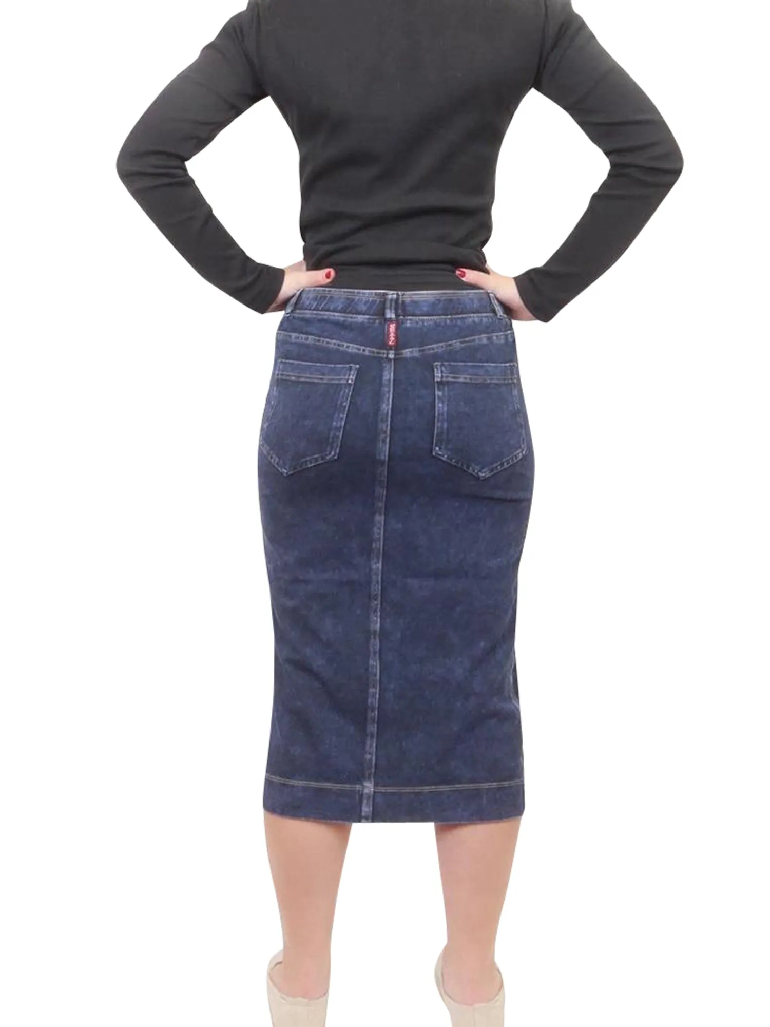 Hard Tail Midi Denim Pencil Skirt MWJ-105