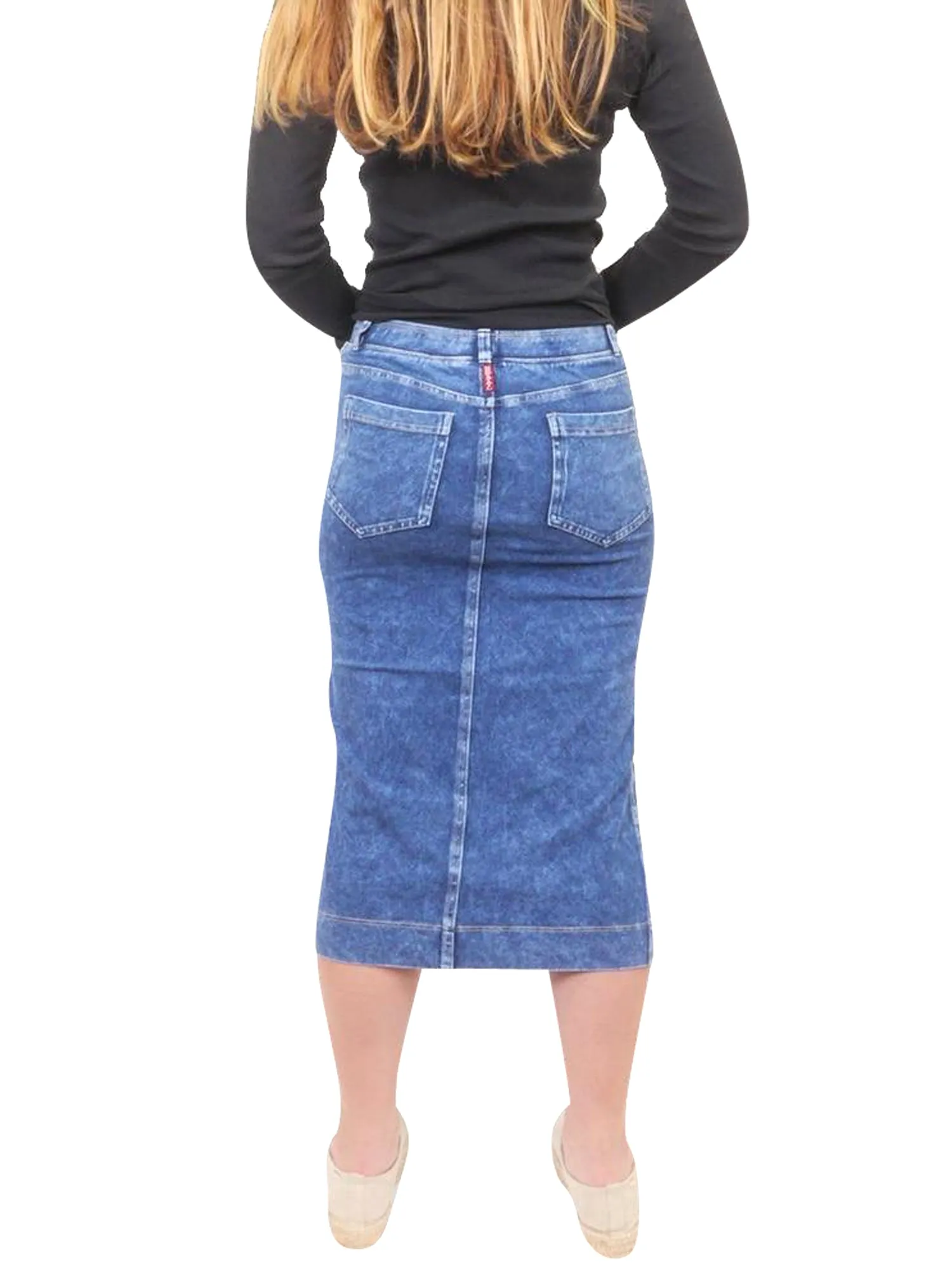 Hard Tail Midi Denim Pencil Skirt MWJ-105