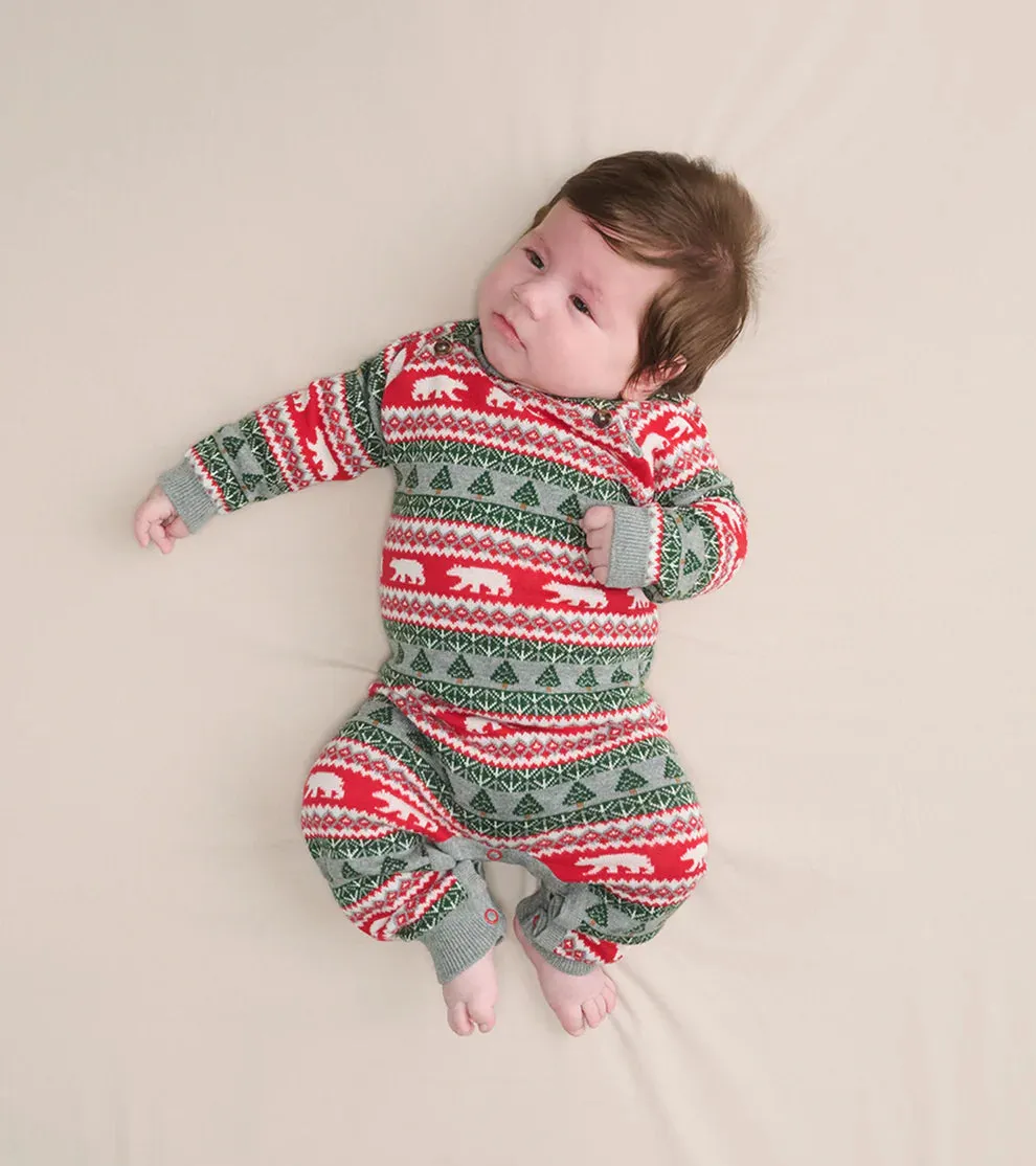 Hatley Fair Isle Sweater Romper - Polar Bear