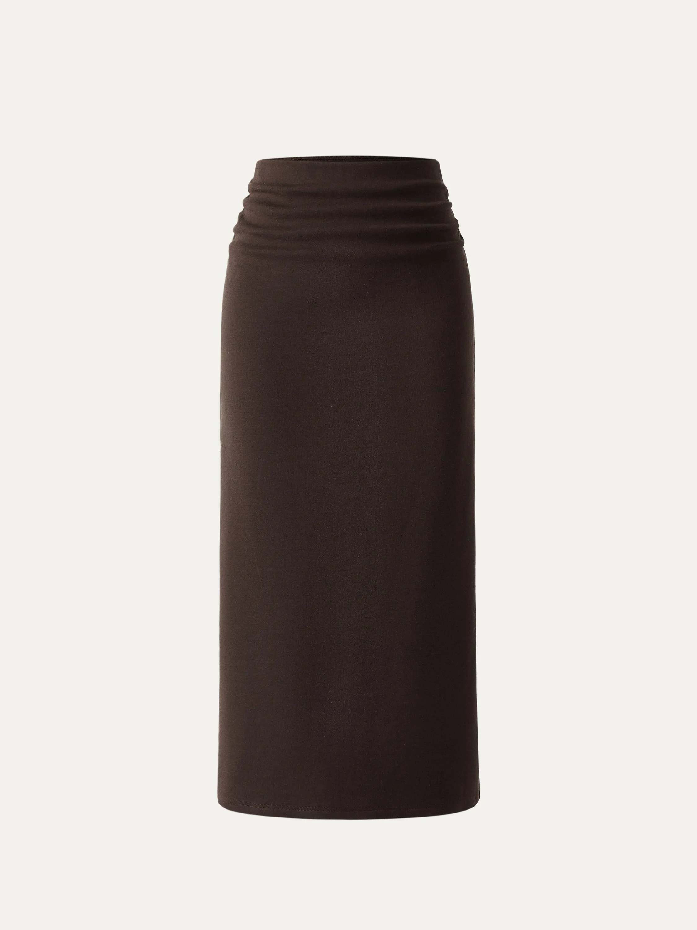 Heat-Tech Ruched Side Pencil Maxi Skirt