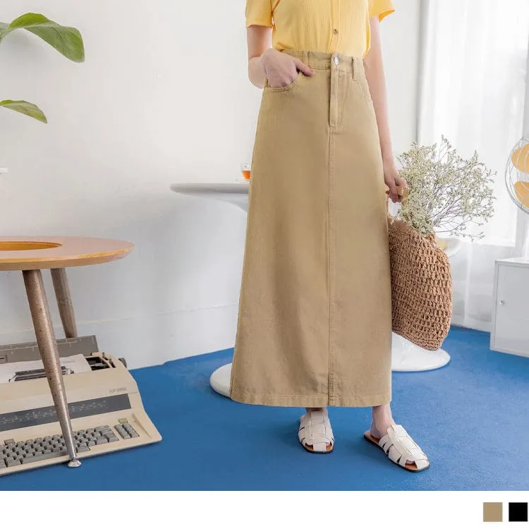 HIGH WAIST COTTON ELASTIC WAIST TUNIC MAXI SKIRTS