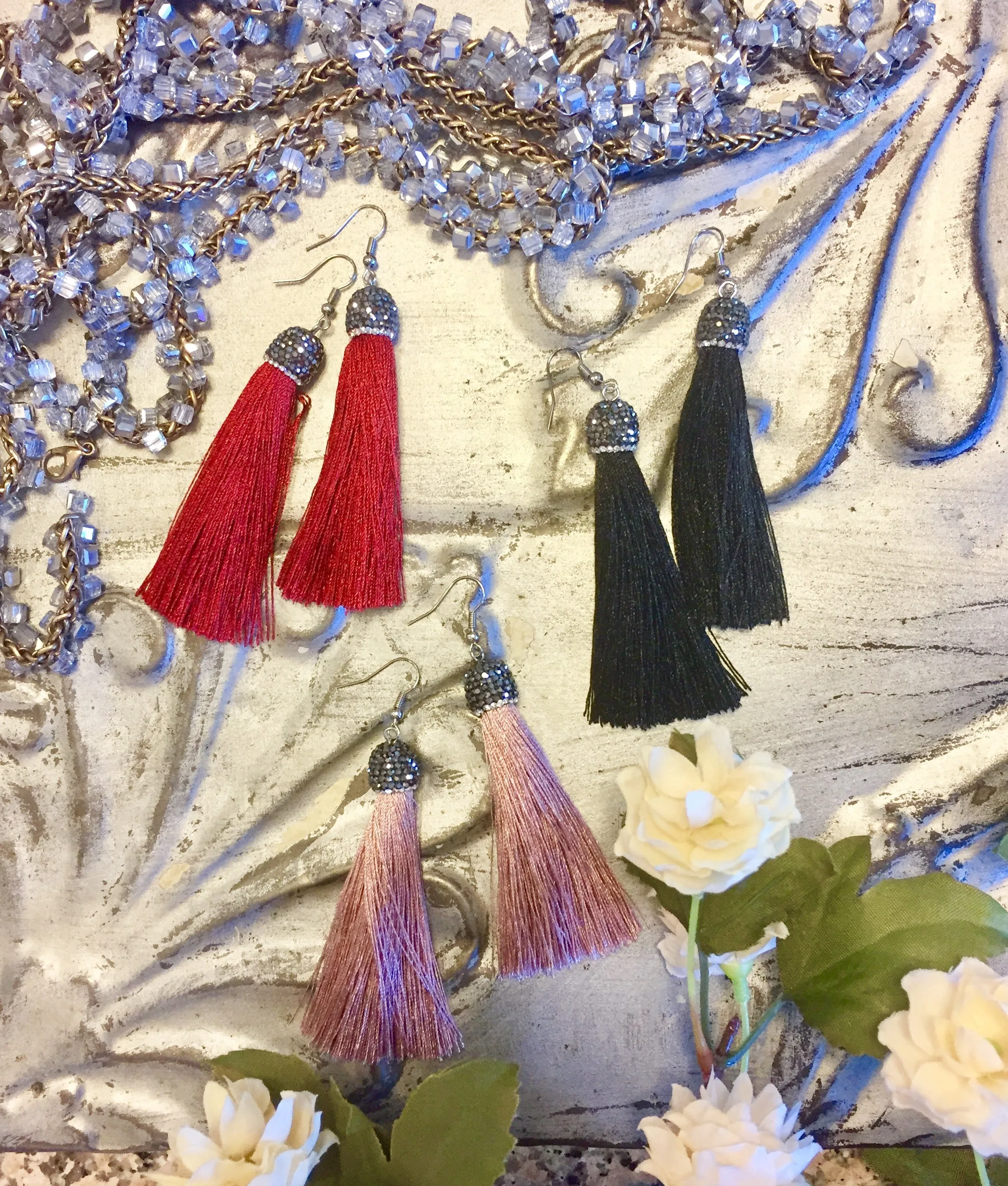 Isolde Bling Festive Statement Tassel Earrings