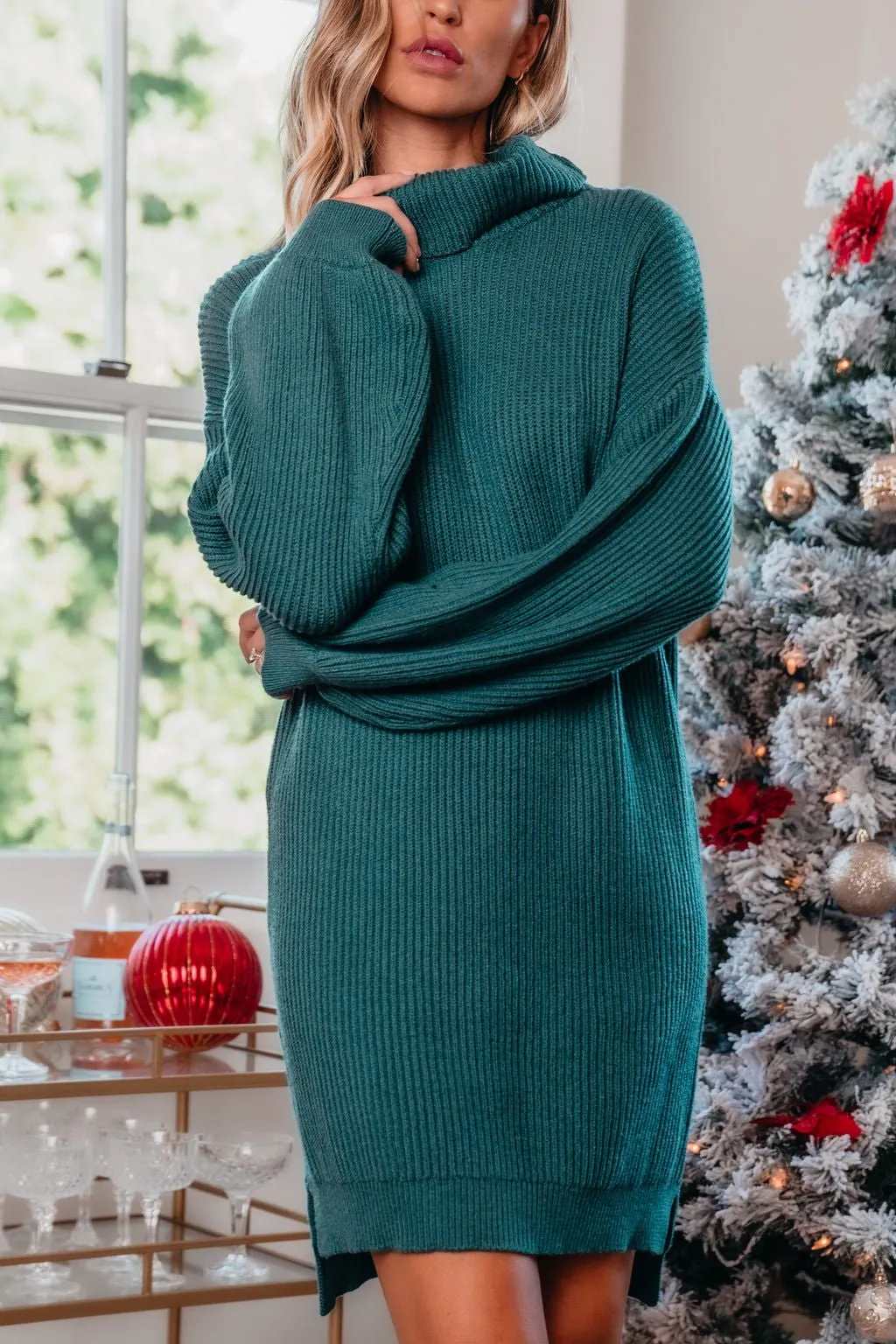 It's A Beaut Turtleneck Sweater Dress - Green