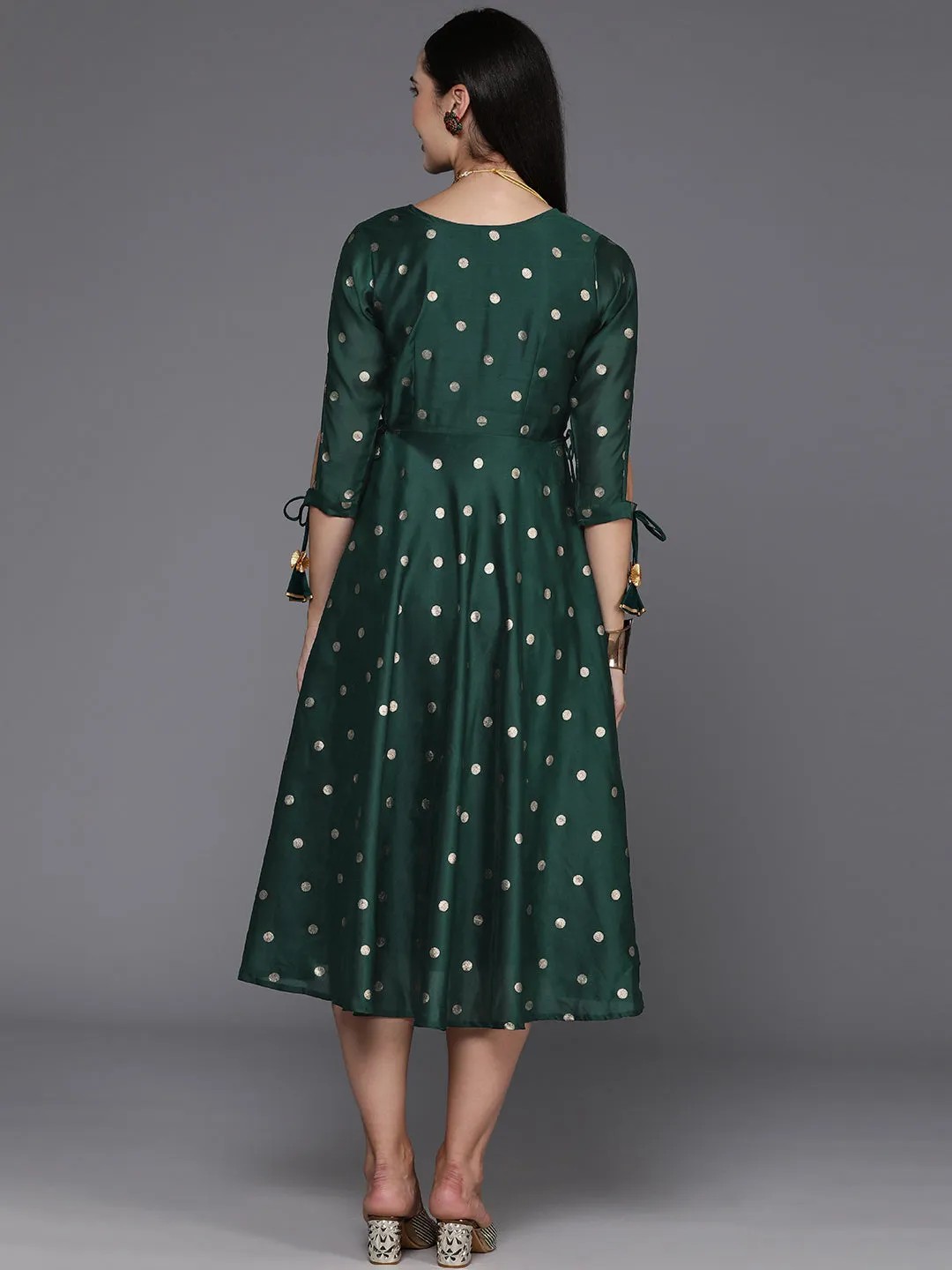 Jashvi Polka Dot Print A-Line Midi Dress