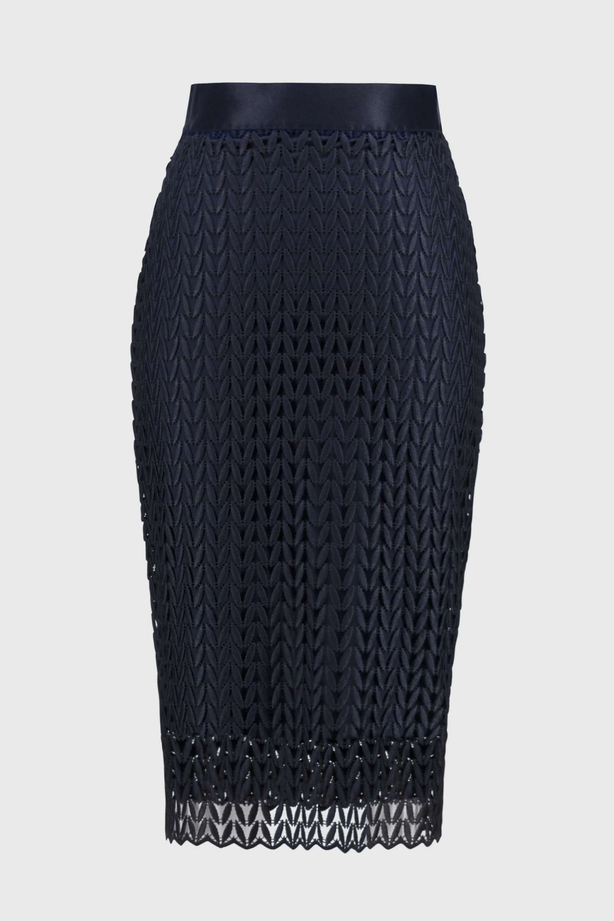 Joseph Ribkoff Signature Guipure Lace Pencil Skirt 251755 - Midnight Blue