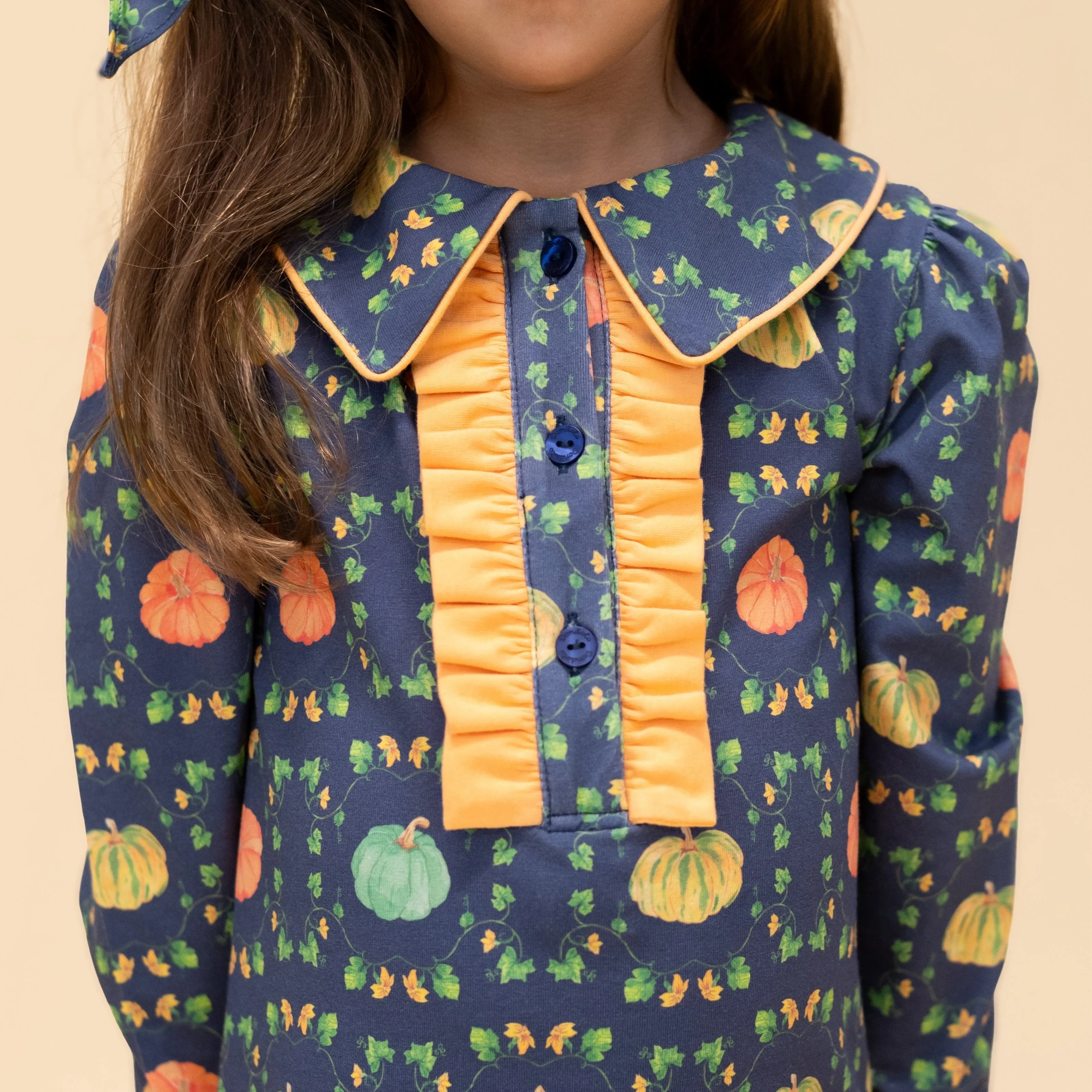 Juni Girl Dress - Botanical Pumpkin