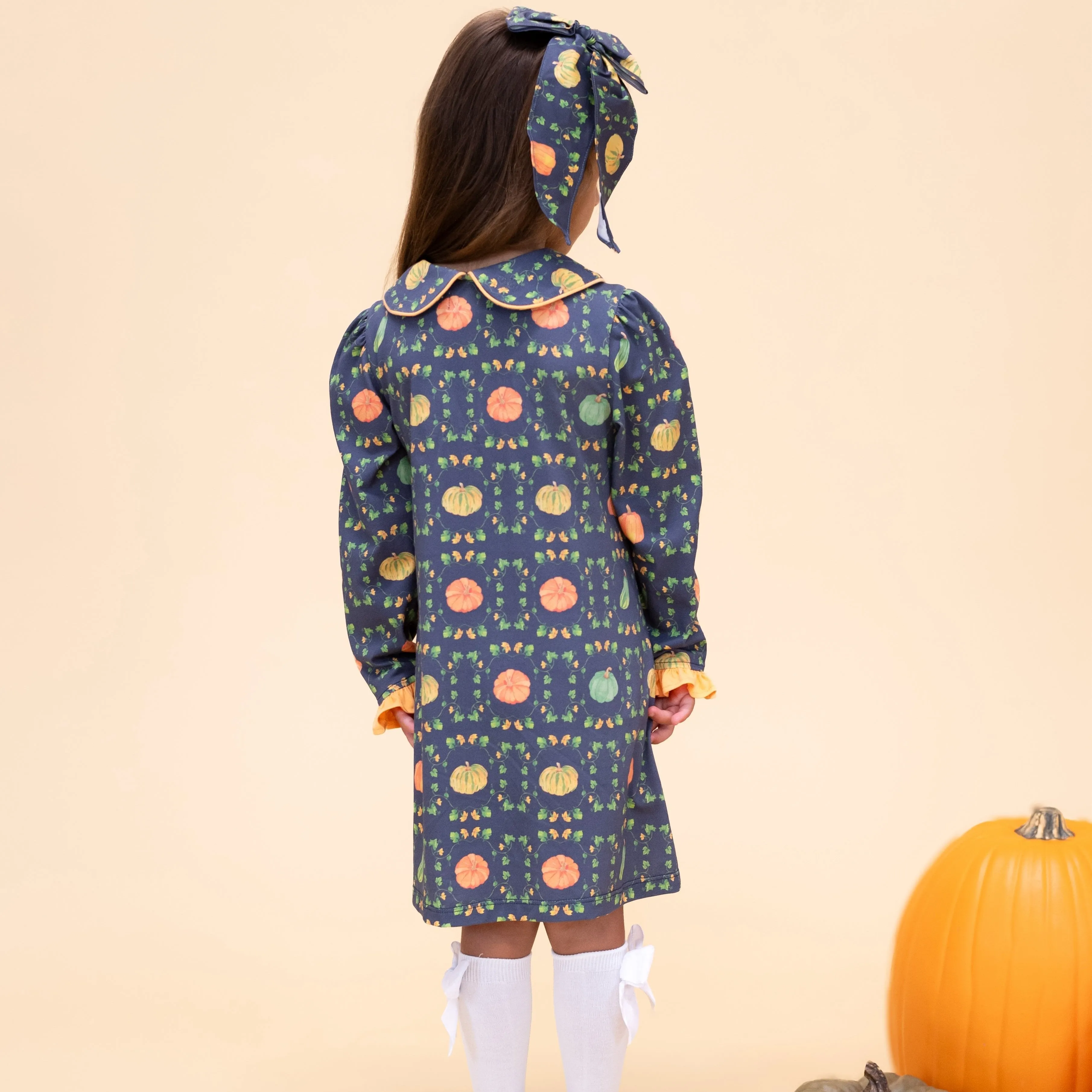 Juni Girl Dress - Botanical Pumpkin