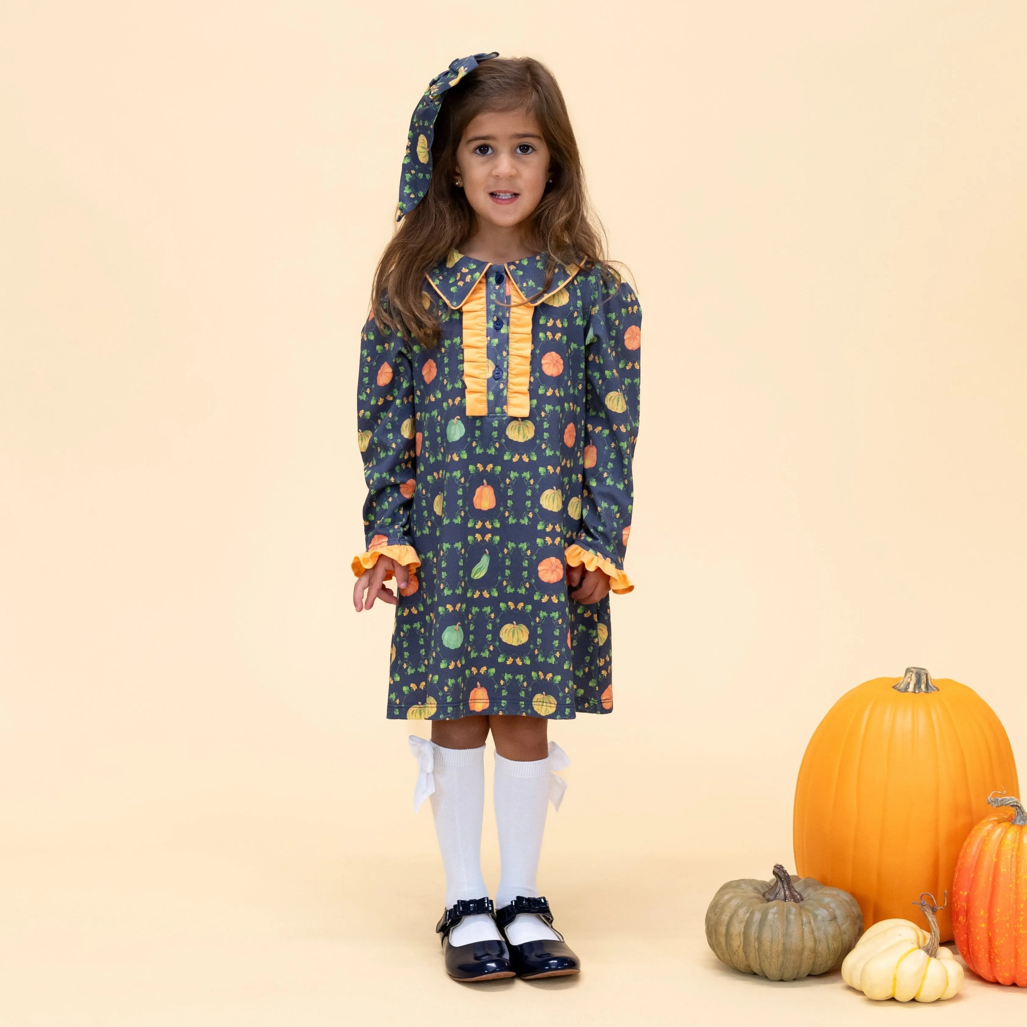 Juni Girl Dress - Botanical Pumpkin