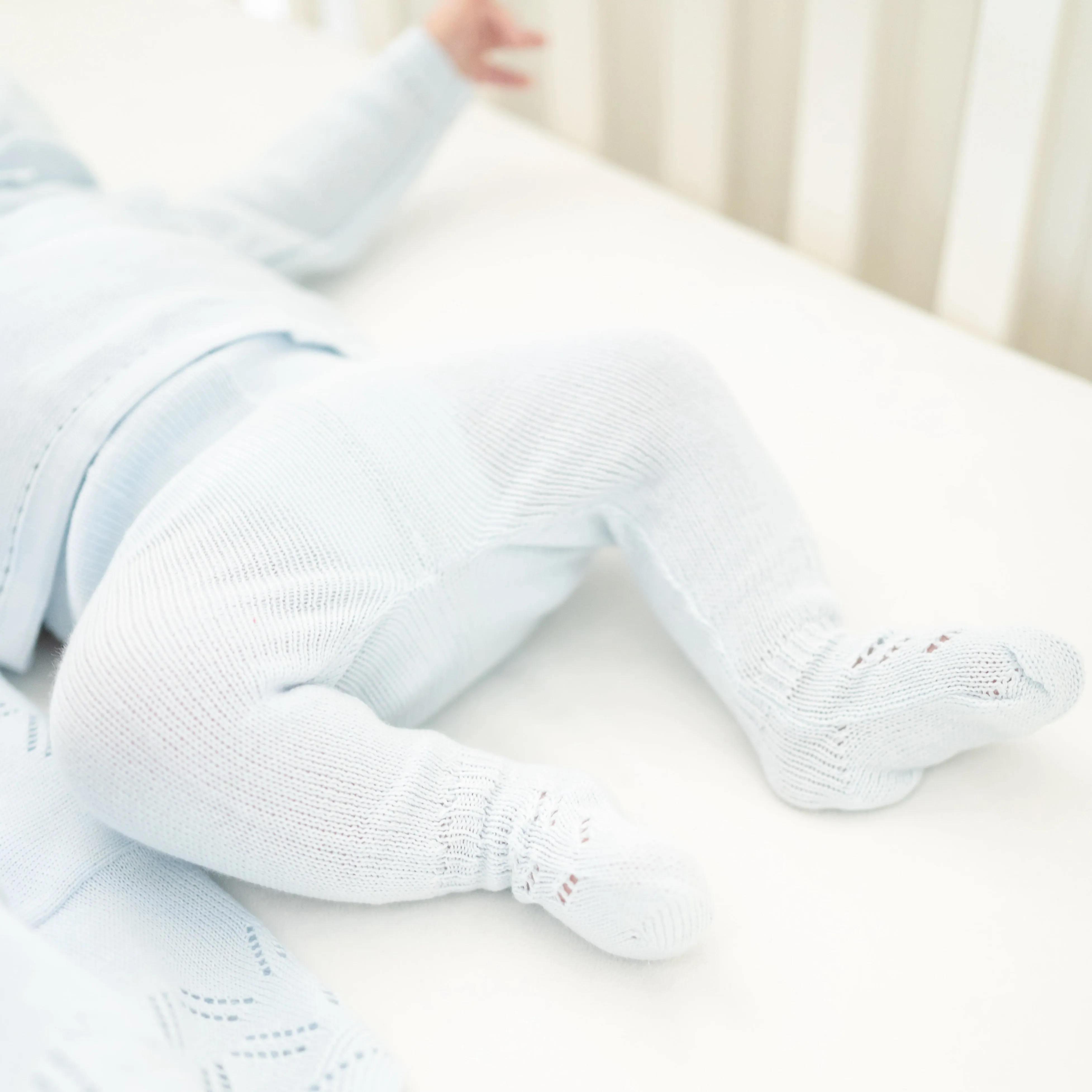 Knit Baby Boy Sweater & Stockings Set - Light Blue