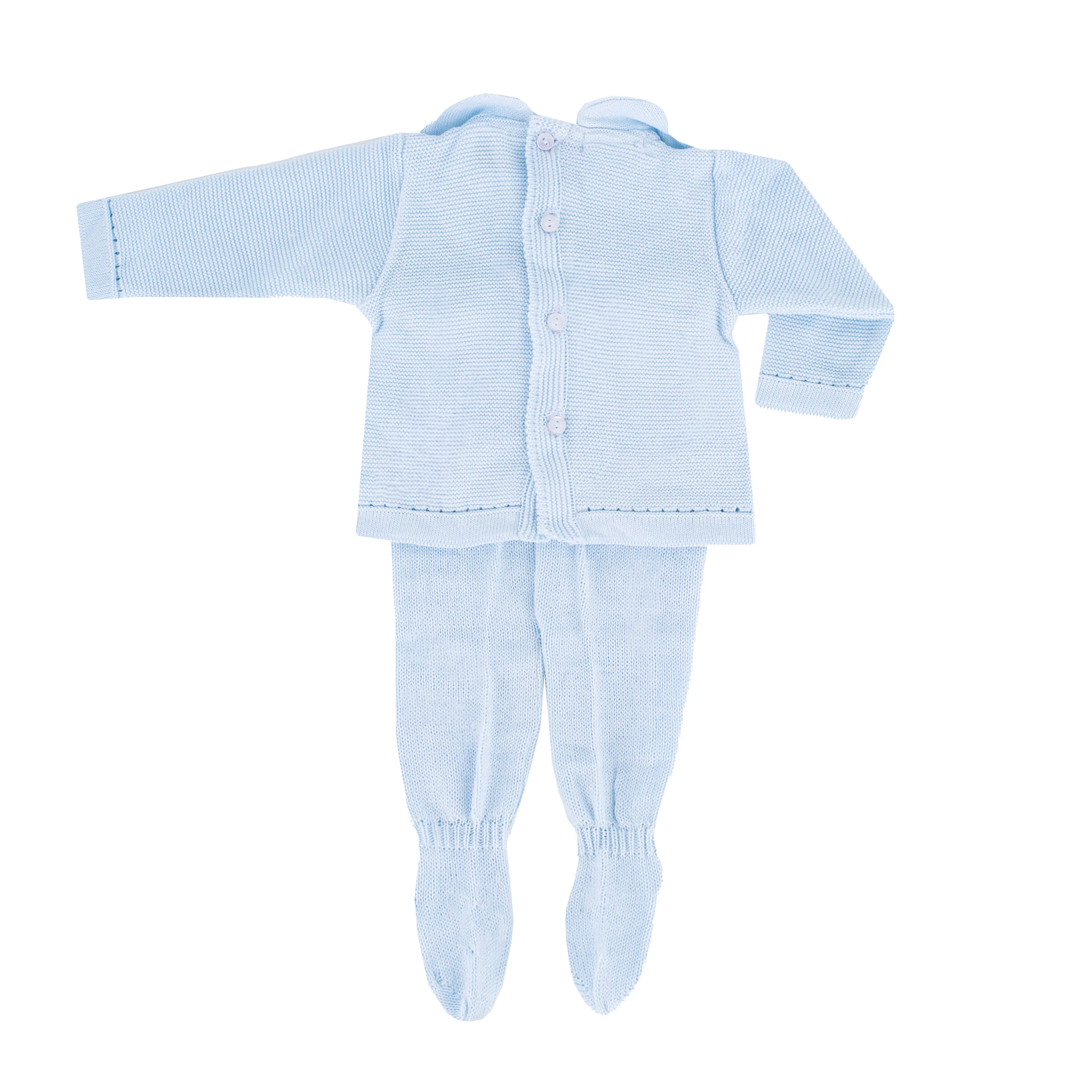 Knit Baby Boy Sweater & Stockings Set - Light Blue