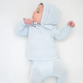 Knit Baby Boy Sweater & Stockings Set - Light Blue