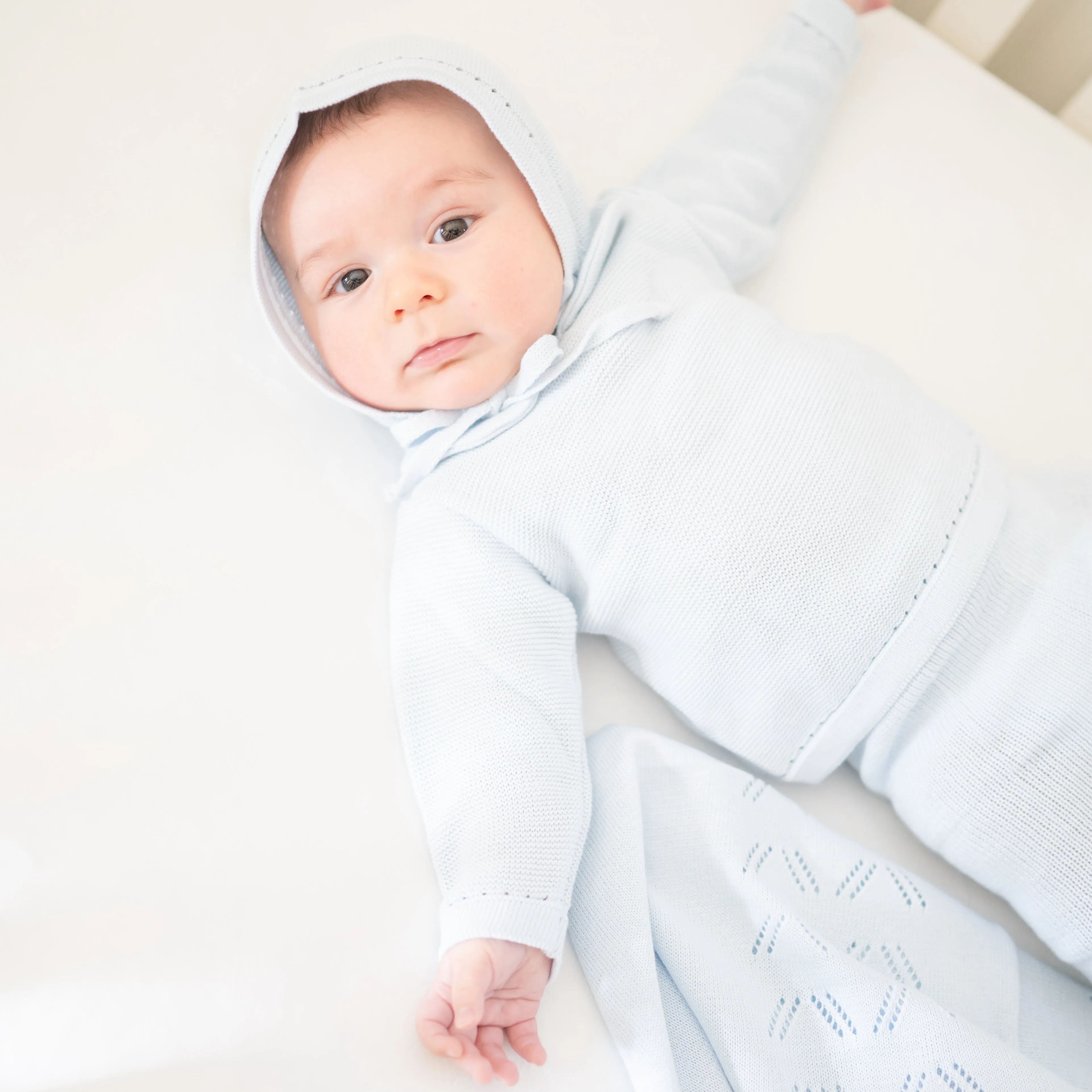 Knit Baby Boy Sweater & Stockings Set - Light Blue