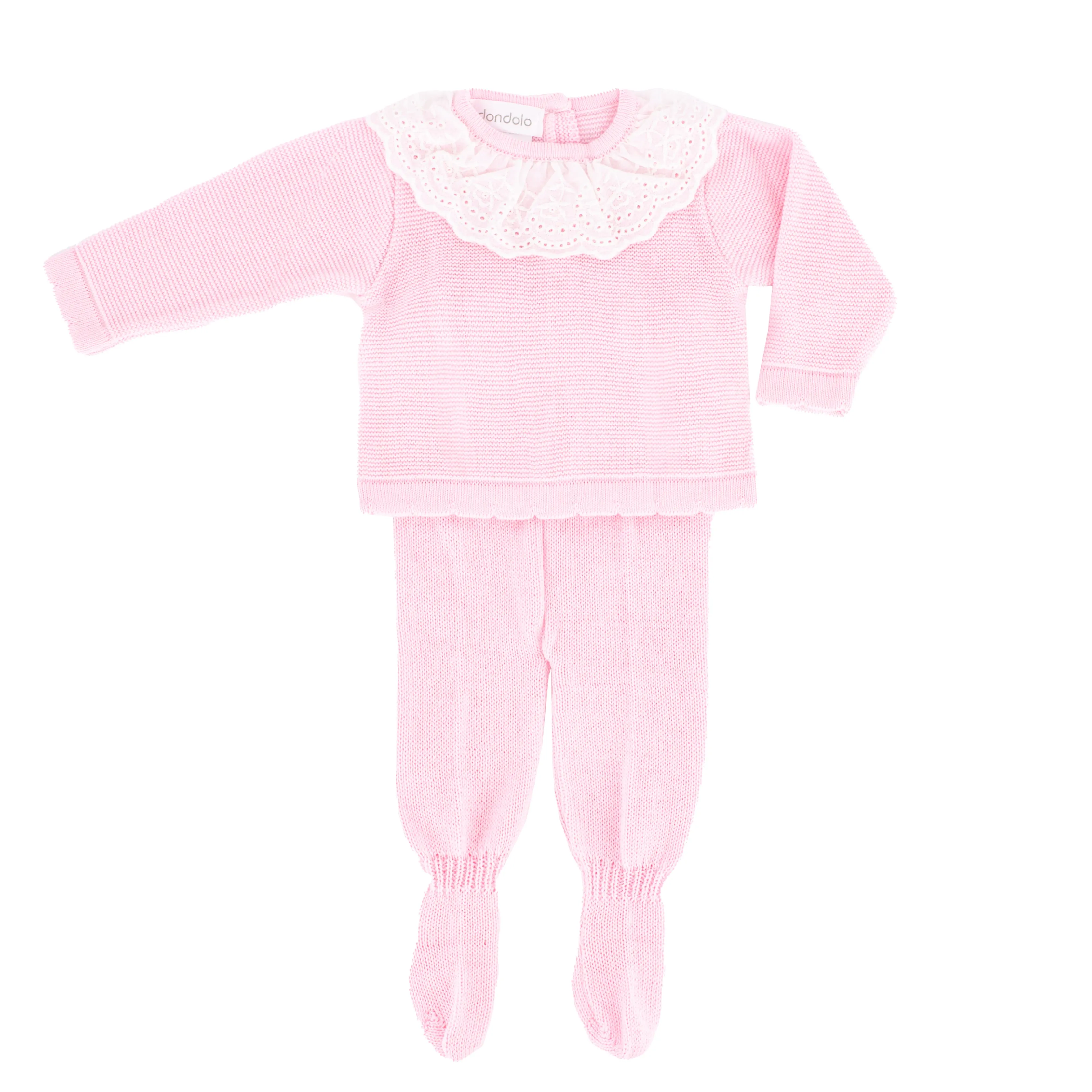 Knit Baby Girl Sweater & Stockings Set - Pink