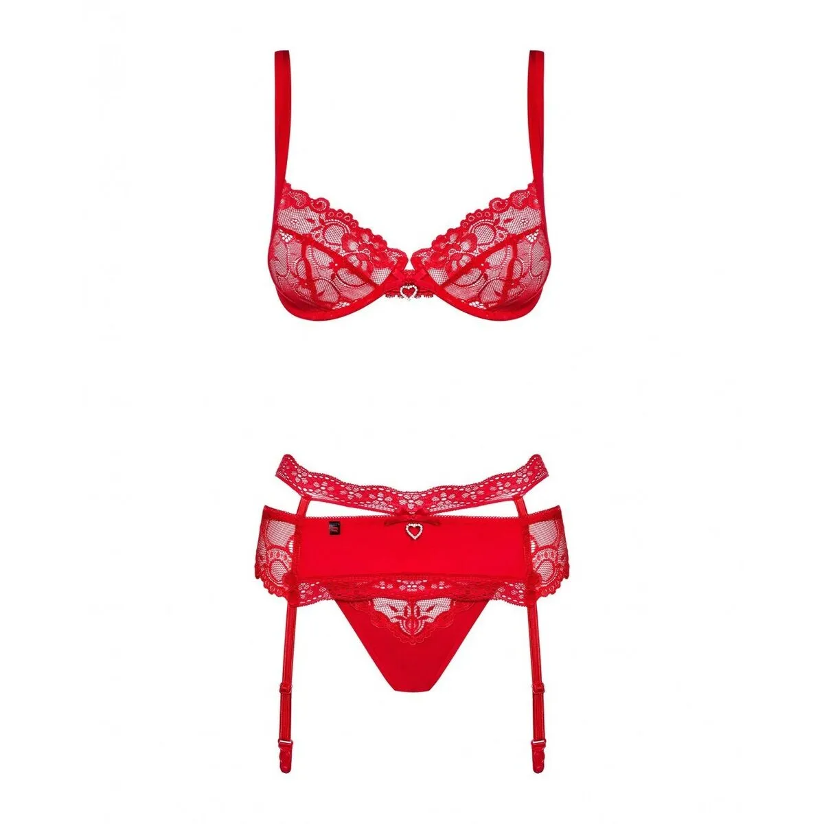 Lace Underwear Set Obsessive Heartina Red S/M