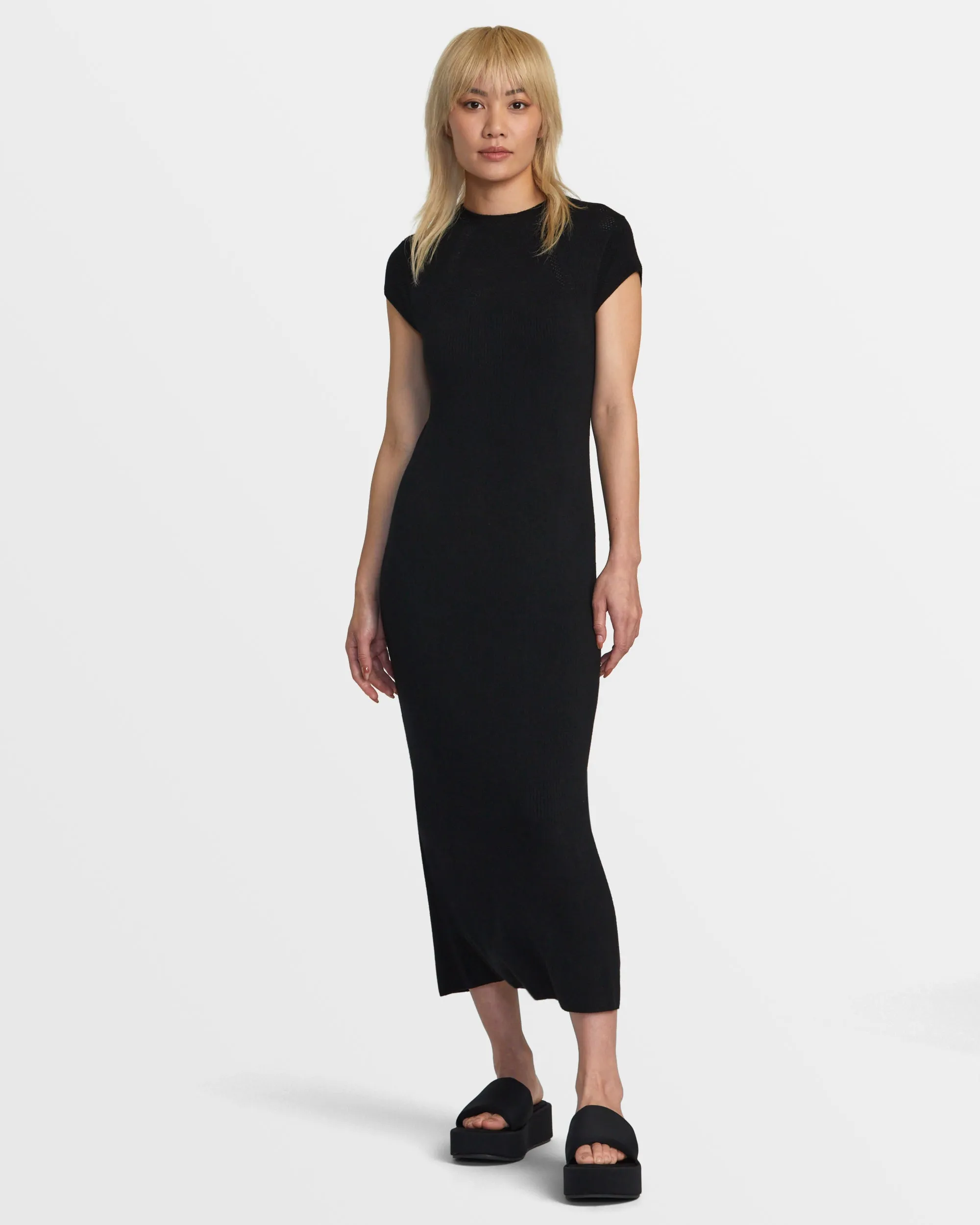 Lately Solid Sweater Dress - Black