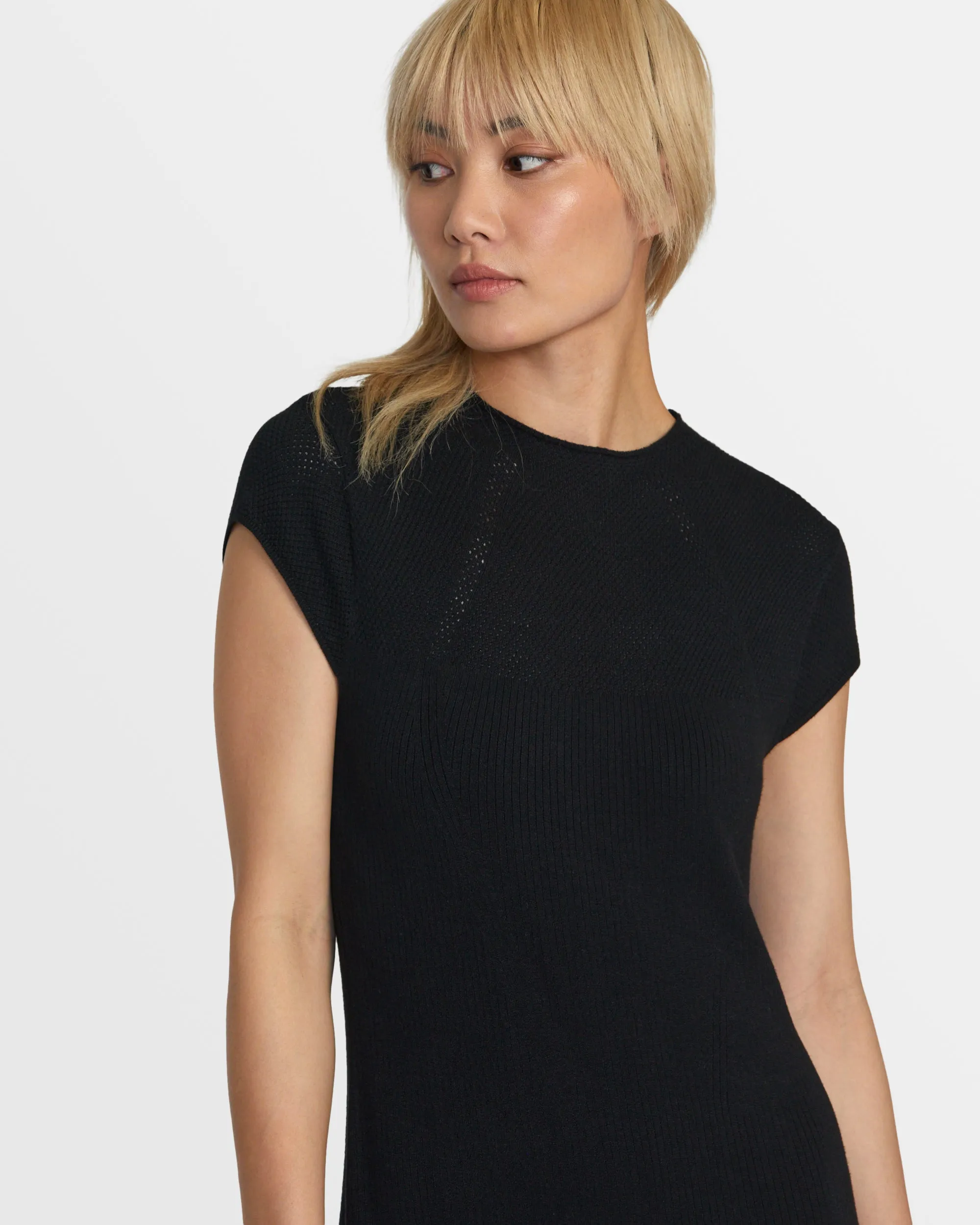 Lately Solid Sweater Dress - Black