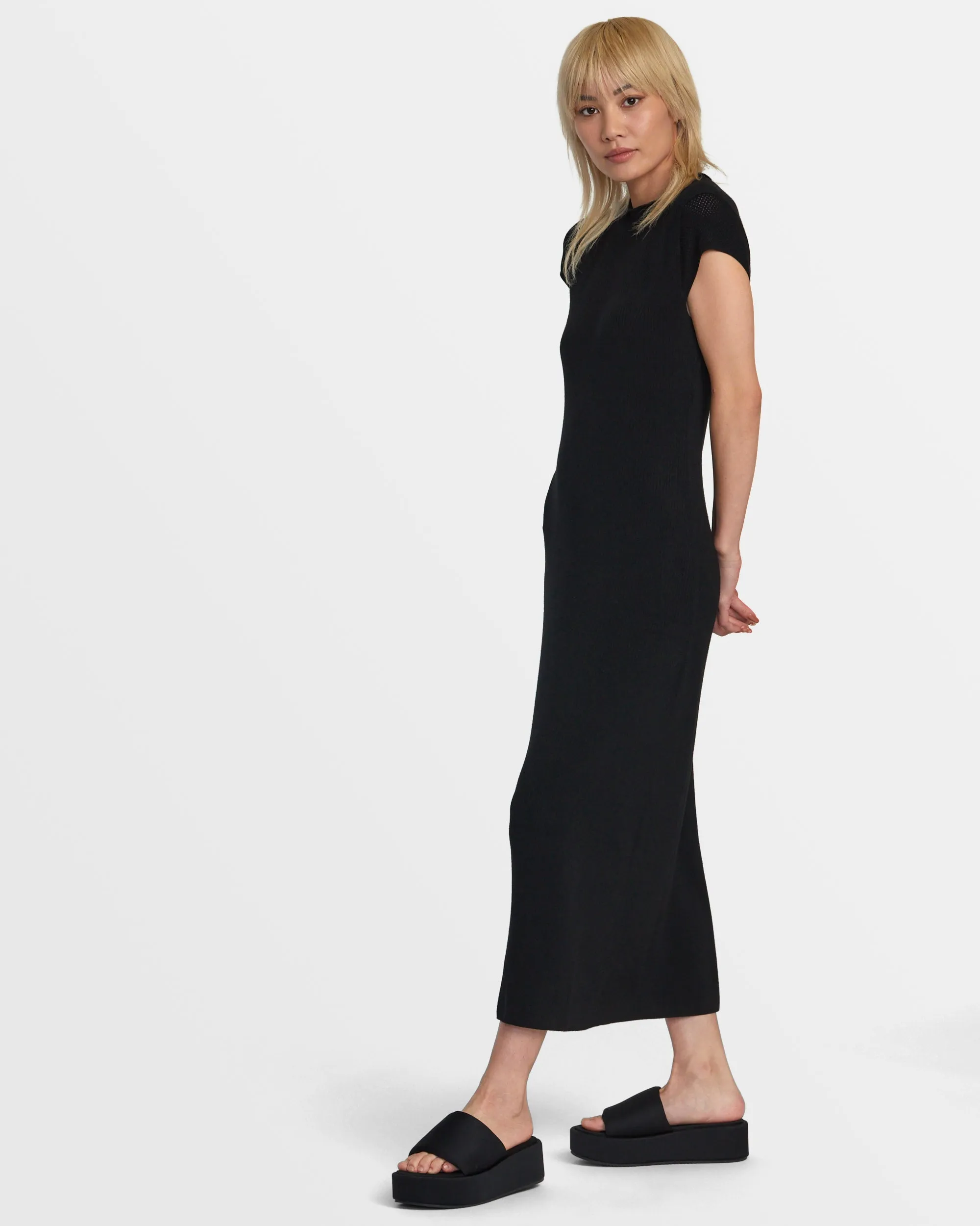 Lately Solid Sweater Dress - Black