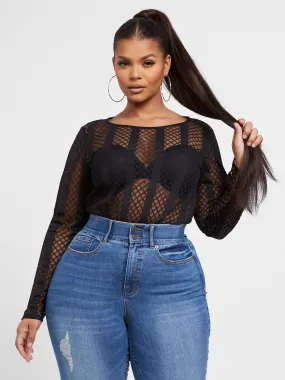 Laura Scoopneck Stripe Mesh Top