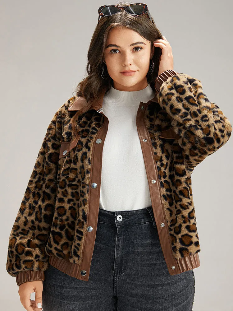 Leopard Patchwork Button Through Jacket