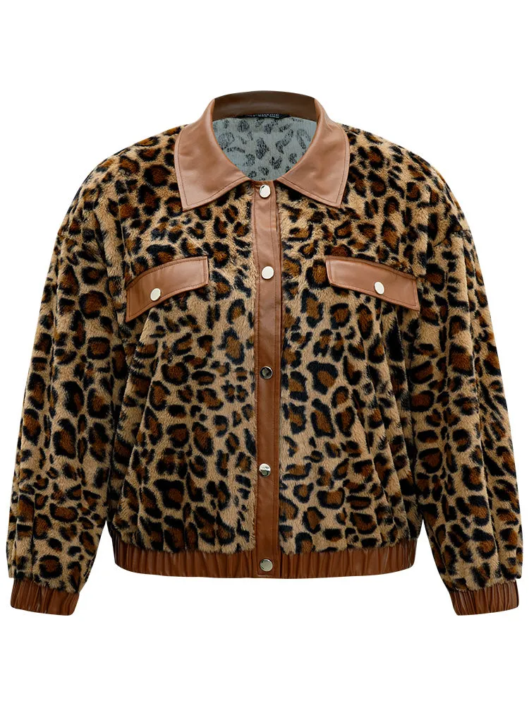 Leopard Patchwork Button Through Jacket