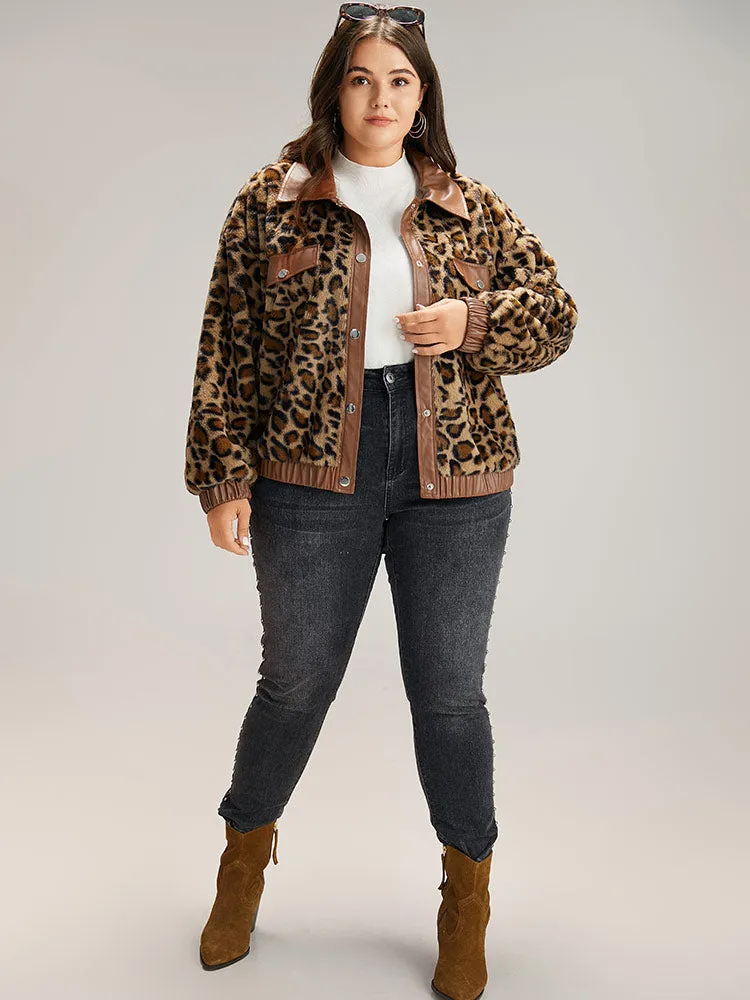 Leopard Patchwork Button Through Jacket