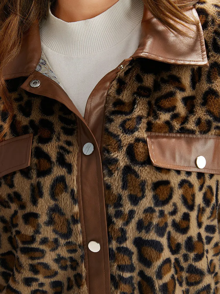 Leopard Patchwork Button Through Jacket