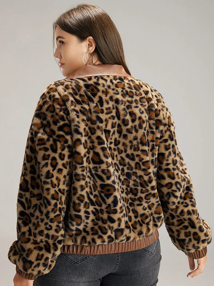 Leopard Patchwork Button Through Jacket