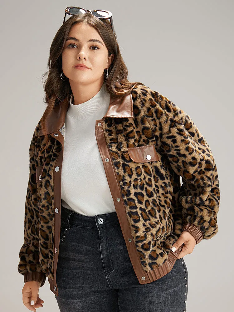 Leopard Patchwork Button Through Jacket