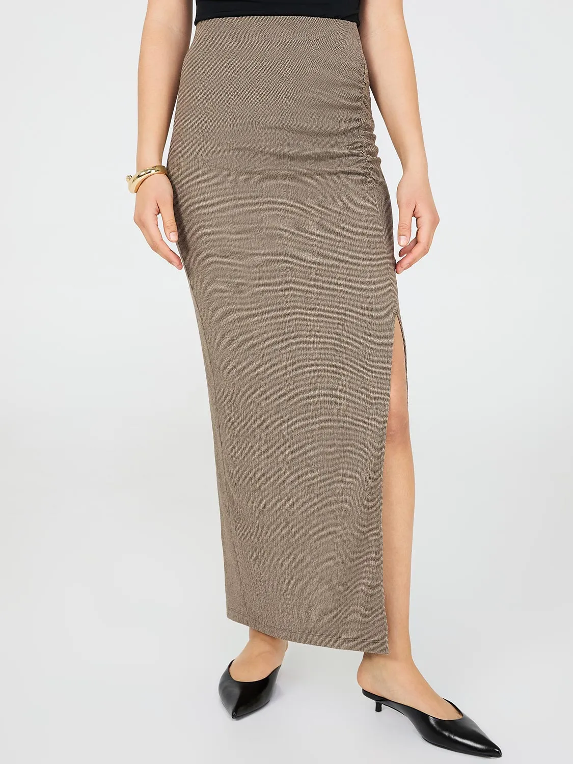 Long Pencil Skirt With Front Slit