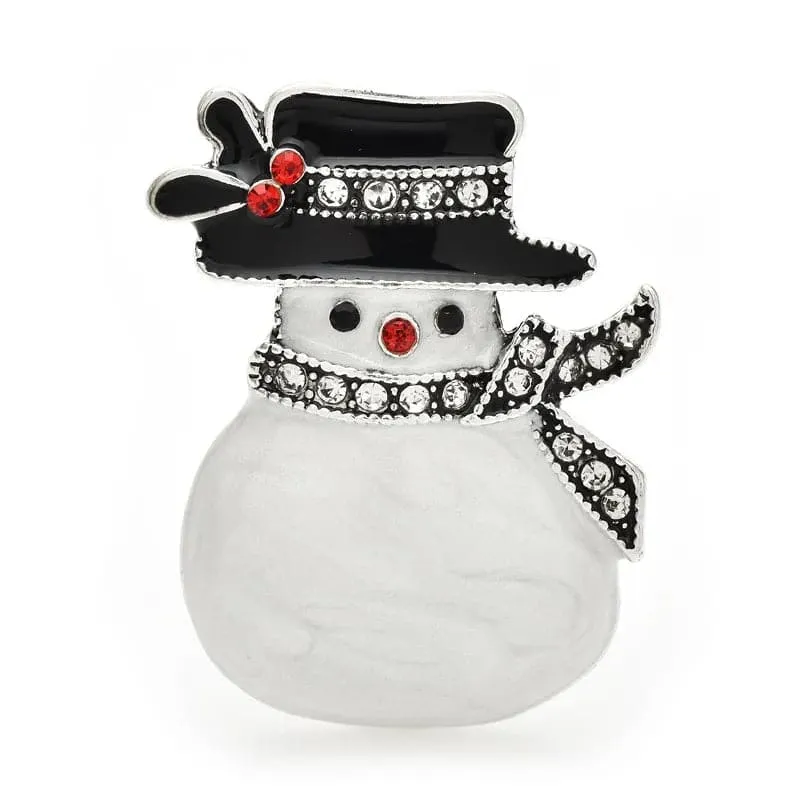 Lovely Rhinestone Snowman Brooch