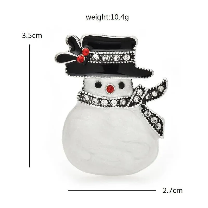 Lovely Rhinestone Snowman Brooch