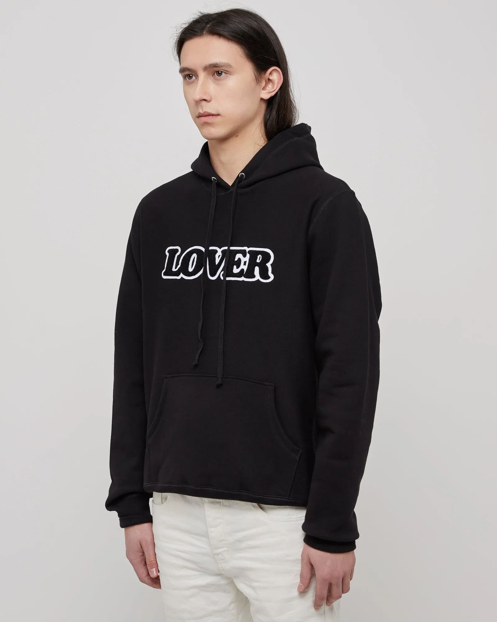 Lover Pullover Hoodie in Black & Chennile Aplique