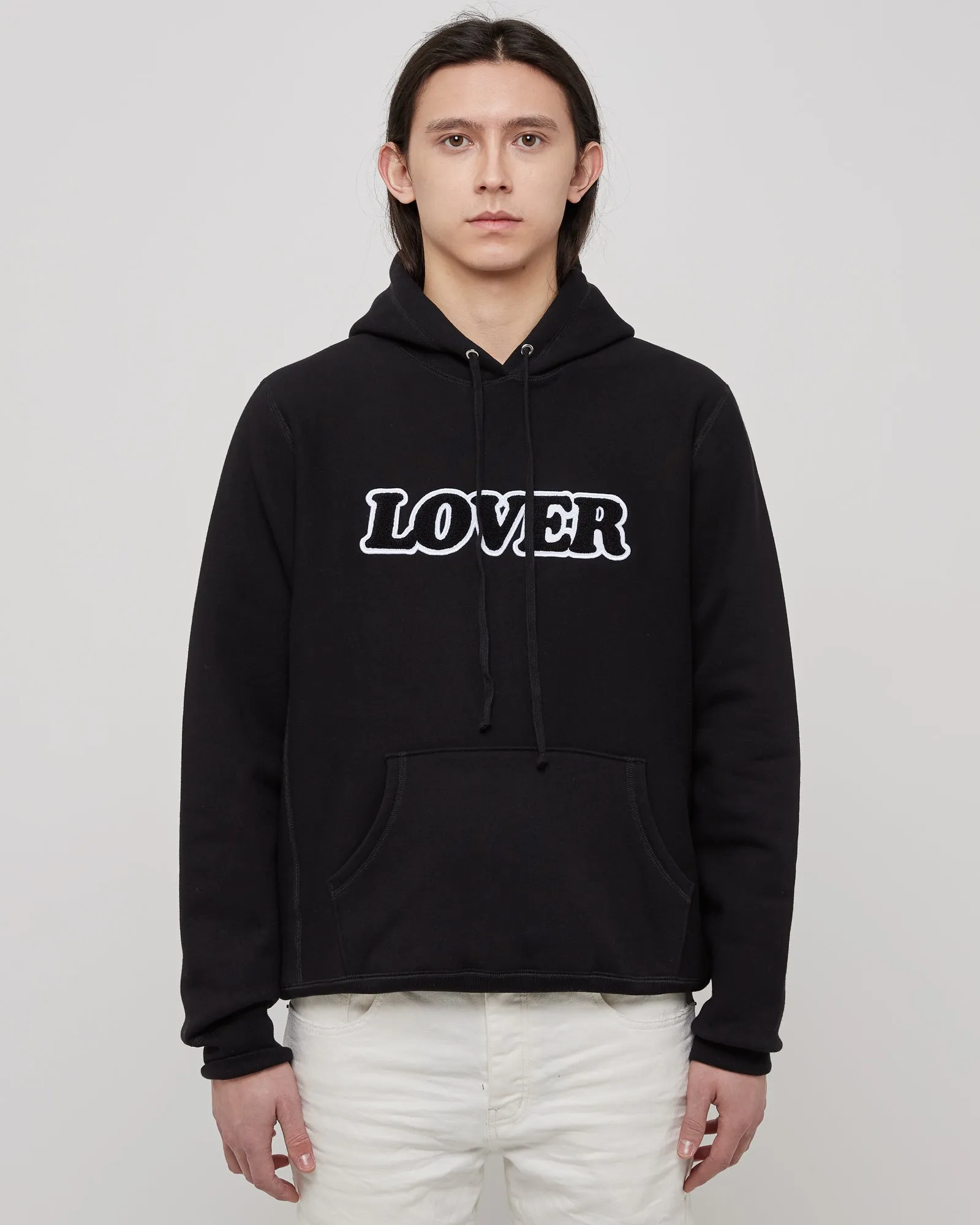 Lover Pullover Hoodie in Black & Chennile Aplique