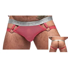 Male Power Mesh Rib Jock Ring Salmon L/XL