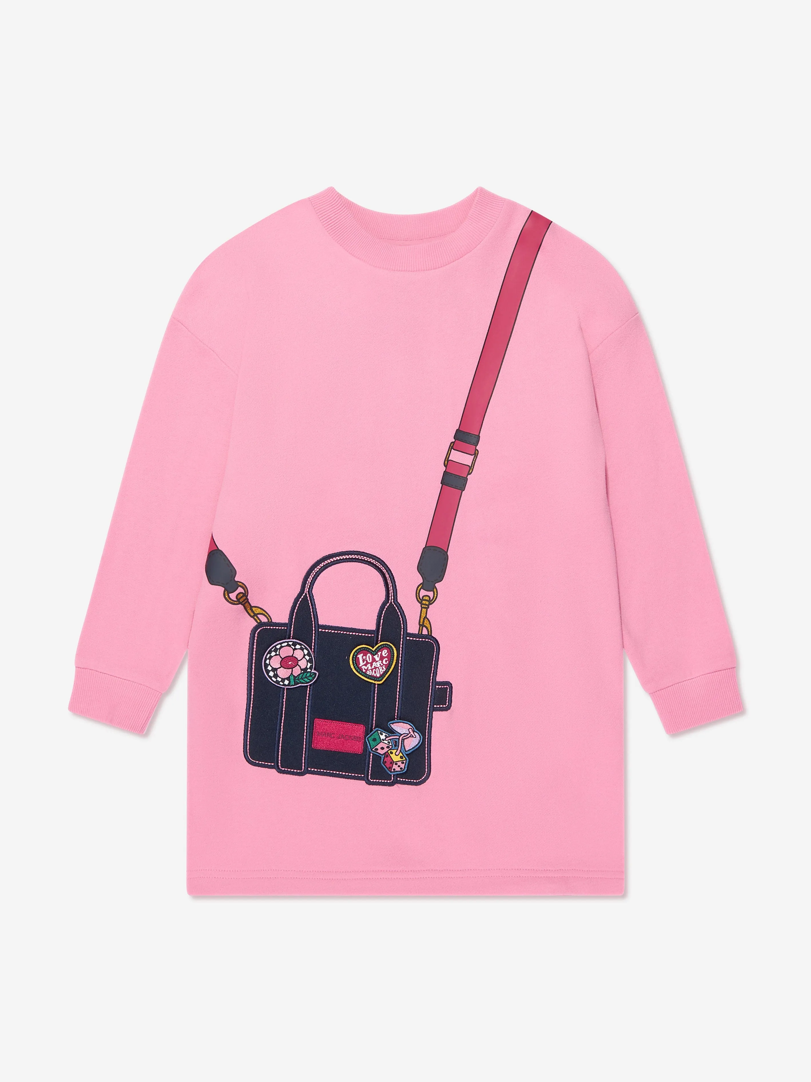 MARC JACOBS Girls Bag Print Sweater Dress in Pink