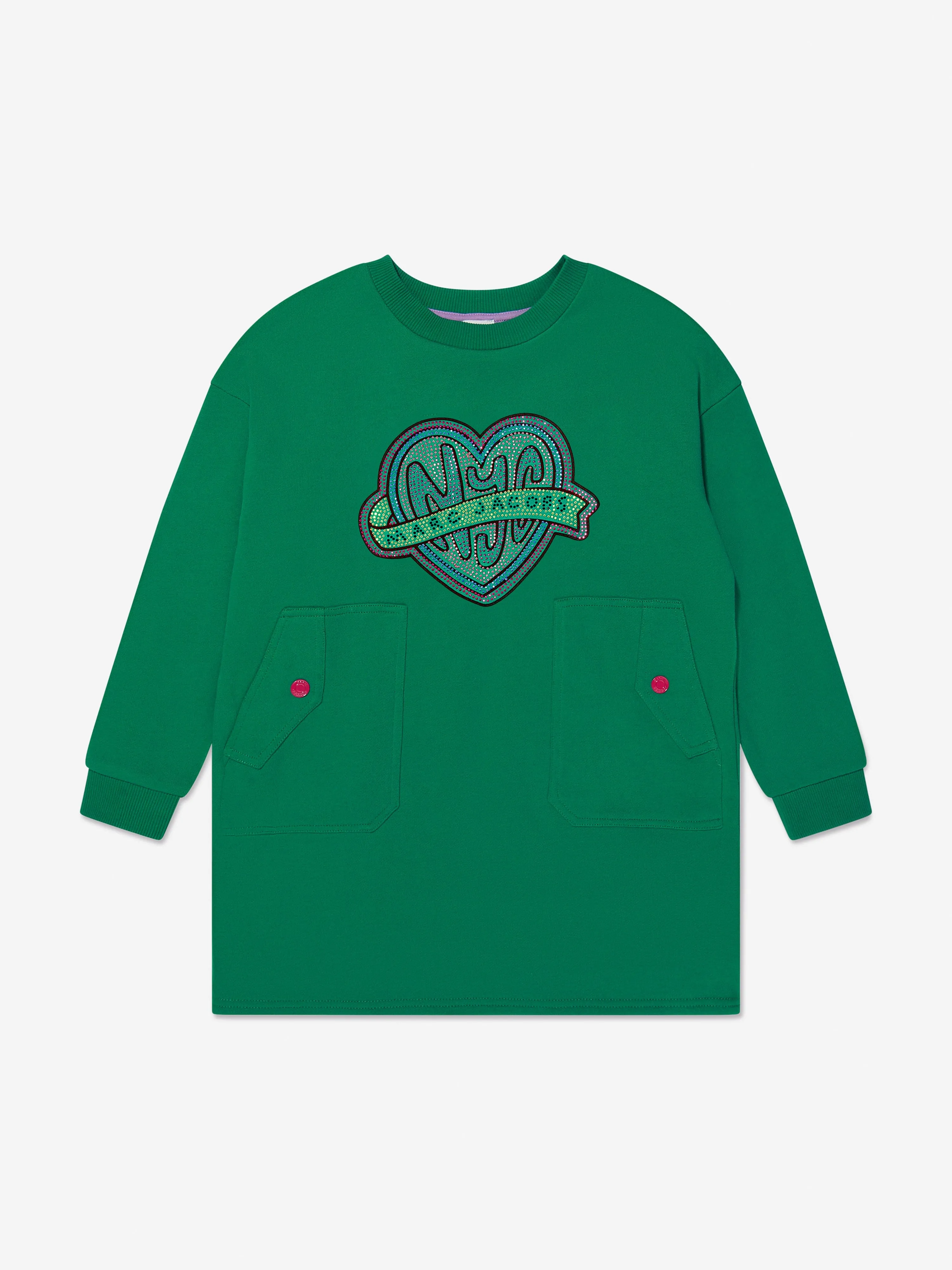 MARC JACOBS Girls Logo Sweater Dress in Green