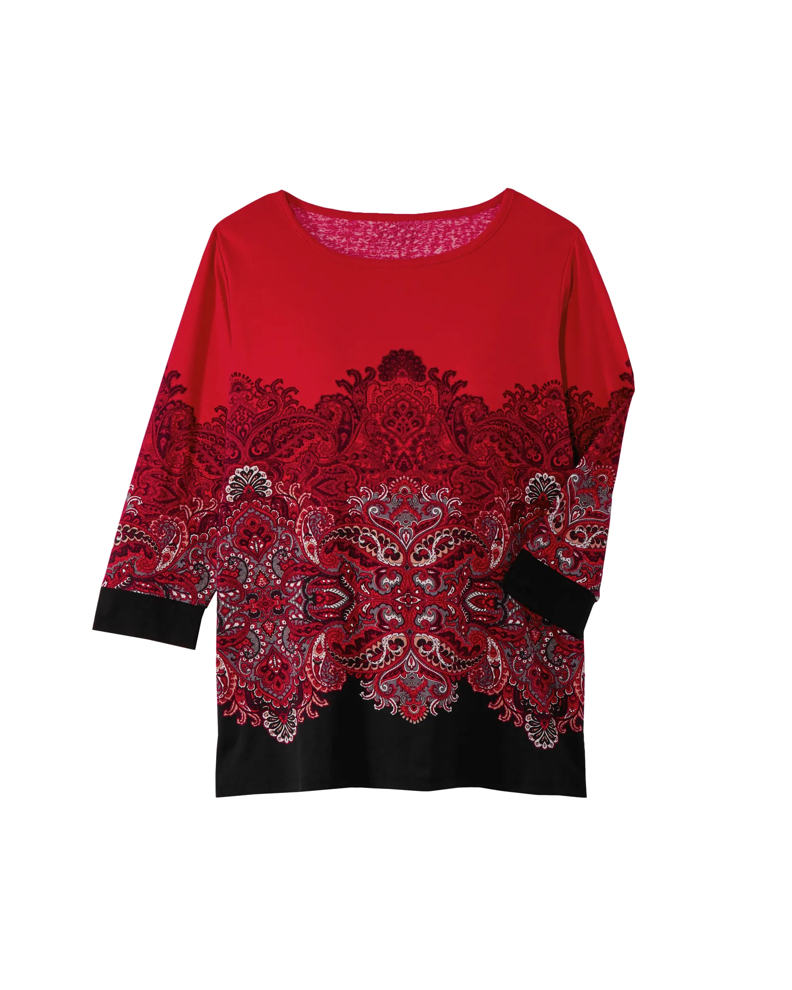 Marilyn Cotton Placement Print Top | Red / Black