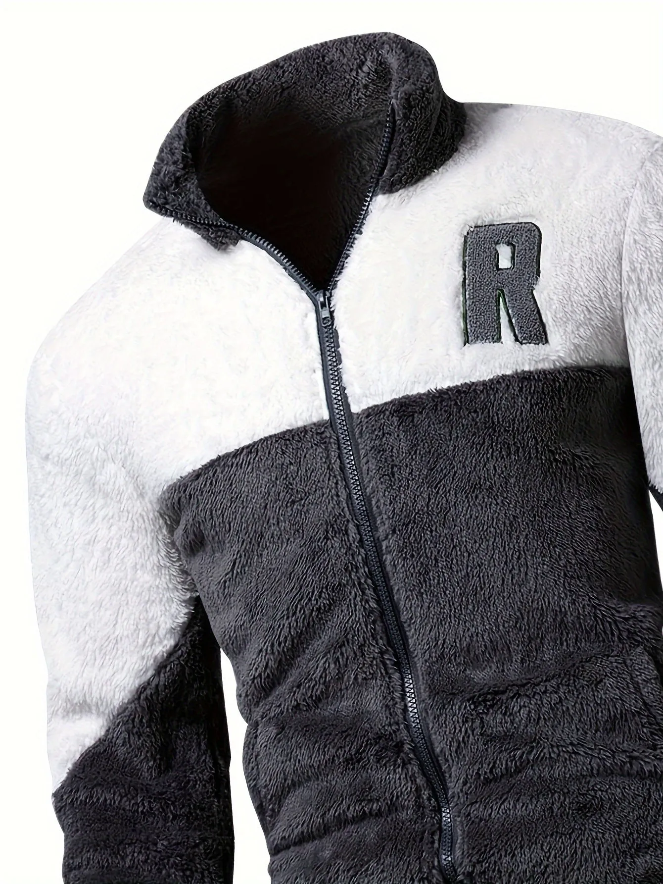 Mens Color Block Polar Fleece Jacket Warmth for FallWinter