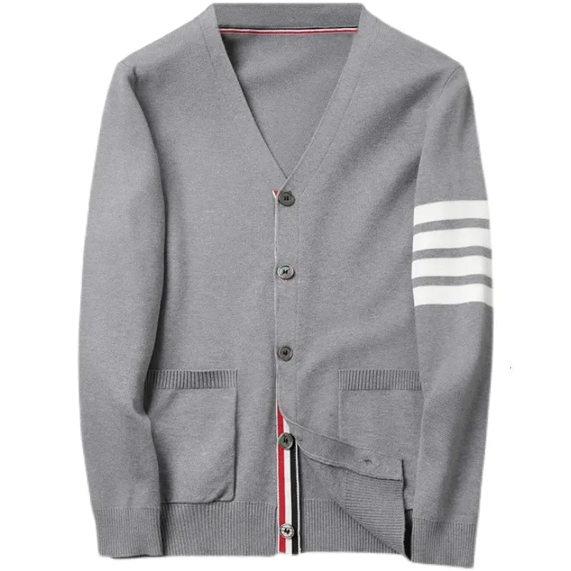 Mens Sweaters Season ThreeColor Striped Mens Cardigan Coat Trendy Striped Mens Cardigan Coat Wool Knitwear Sweater Cardigan 230815