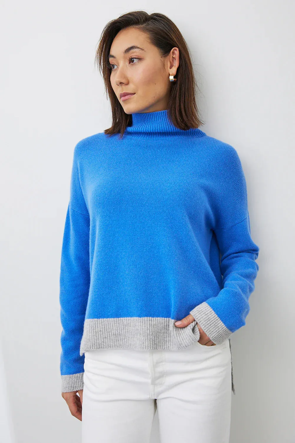 Mia Fratino - Tessa Mock Neck in Azure/Foggy