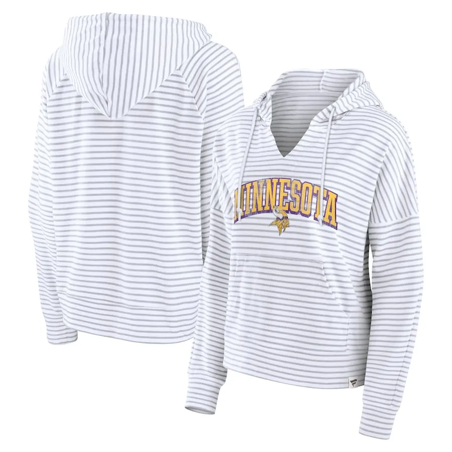 Minnesota Vikings Women's Striped Notch Neck Pullover Hoodie