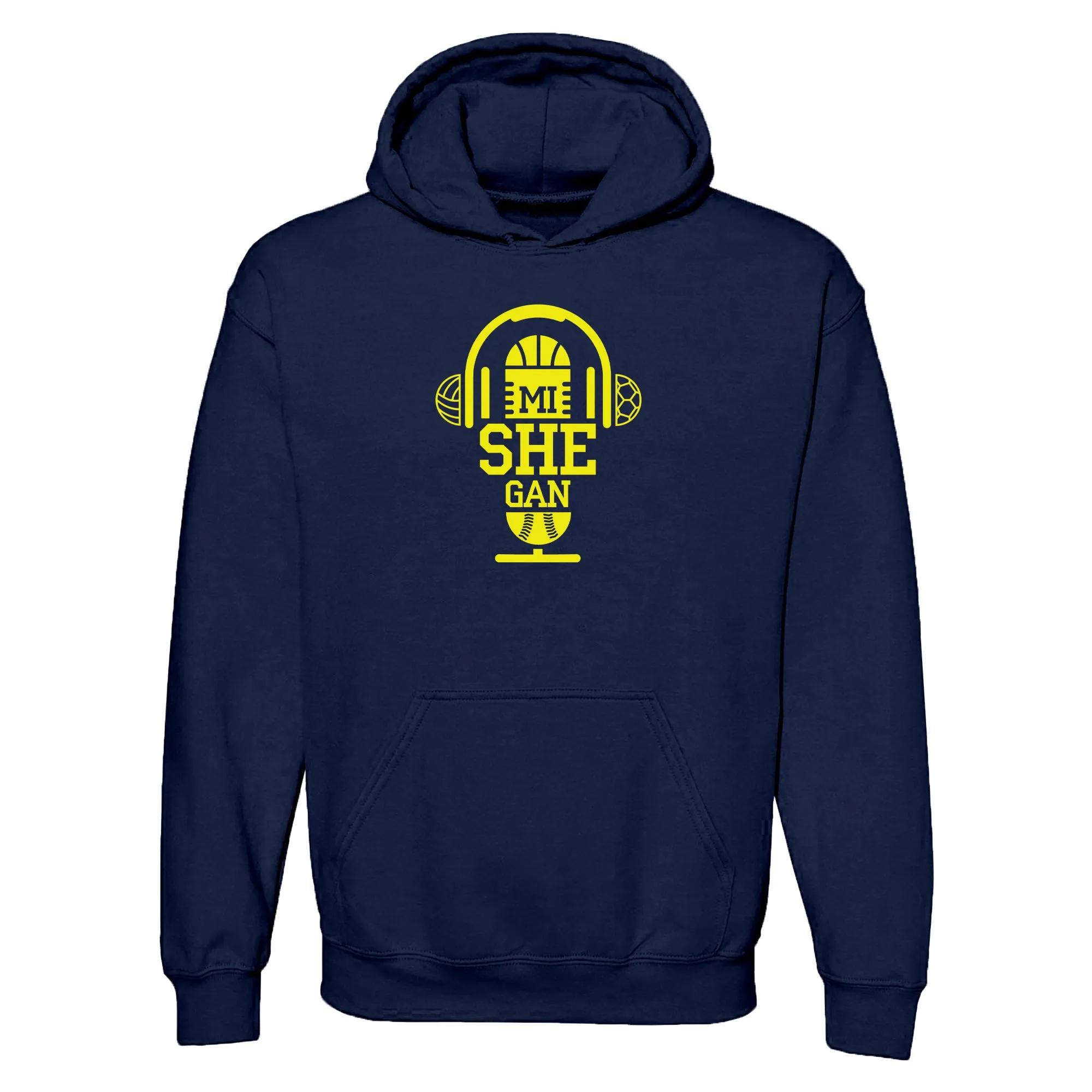 miSHEgan Hooded Pullover Sweatshirt - Navy