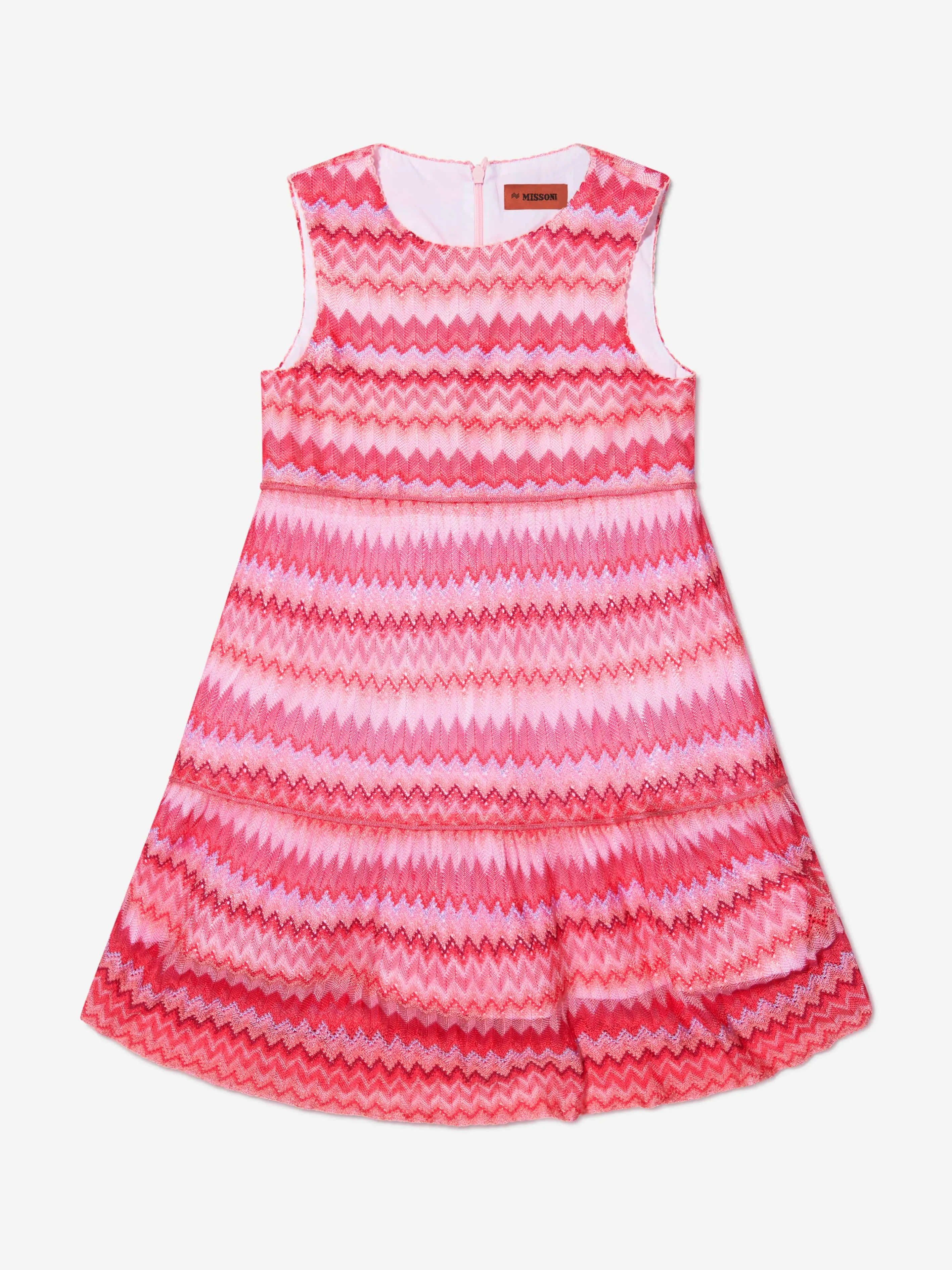 Missoni Girls Zig Zag Knit Dress in Pink