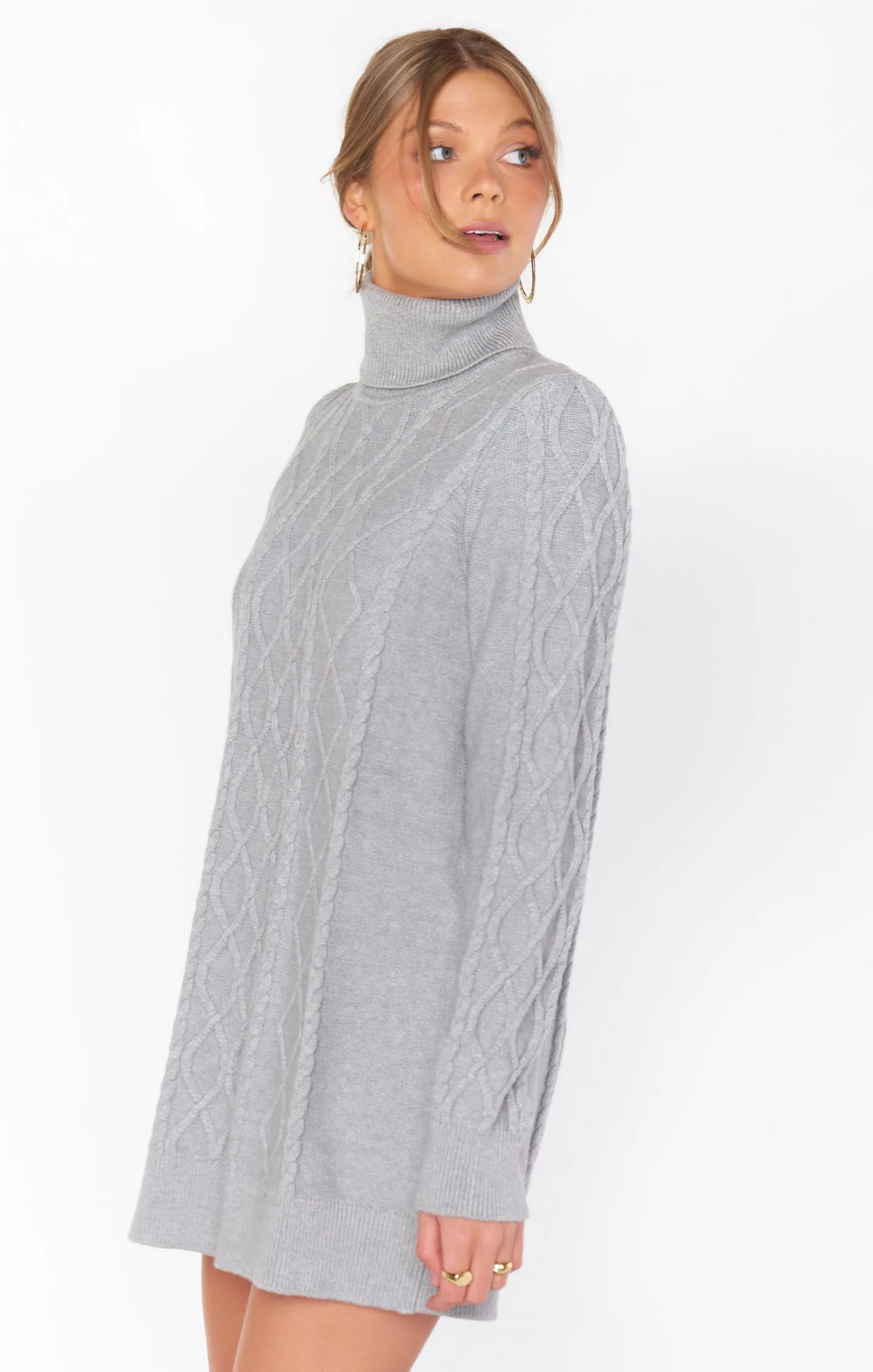 Montreal Mini Dress ~ Grey Cable Knit