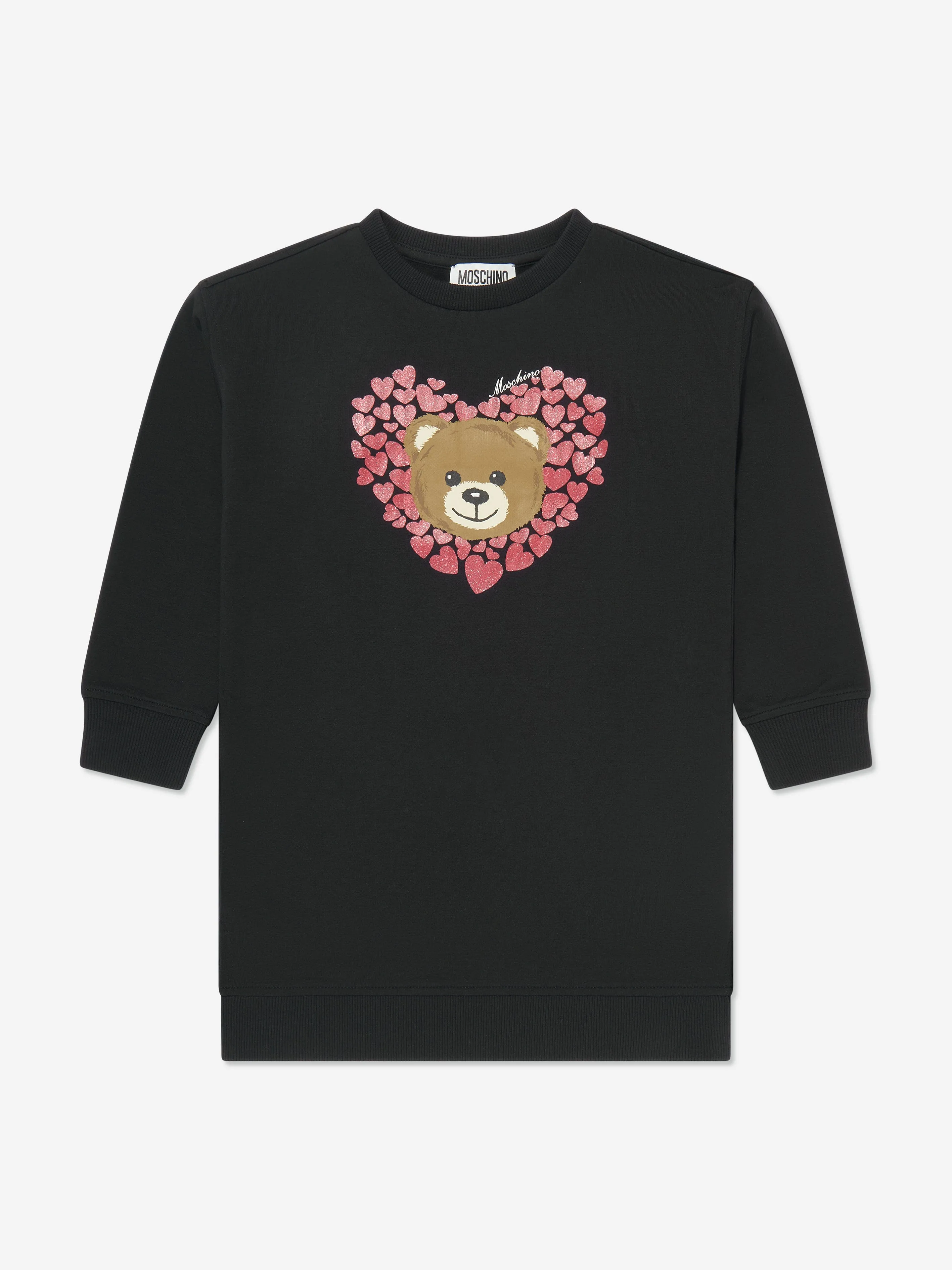 Moschino Girls Teddy Heart Sweater Dress in Black