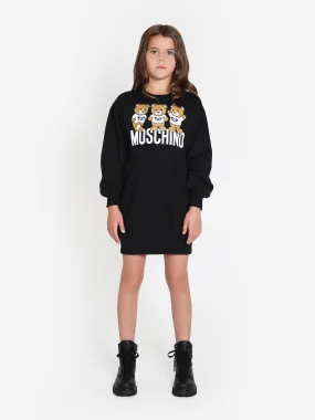 Moschino Girls Teddy Logo Sweater Dress in Black