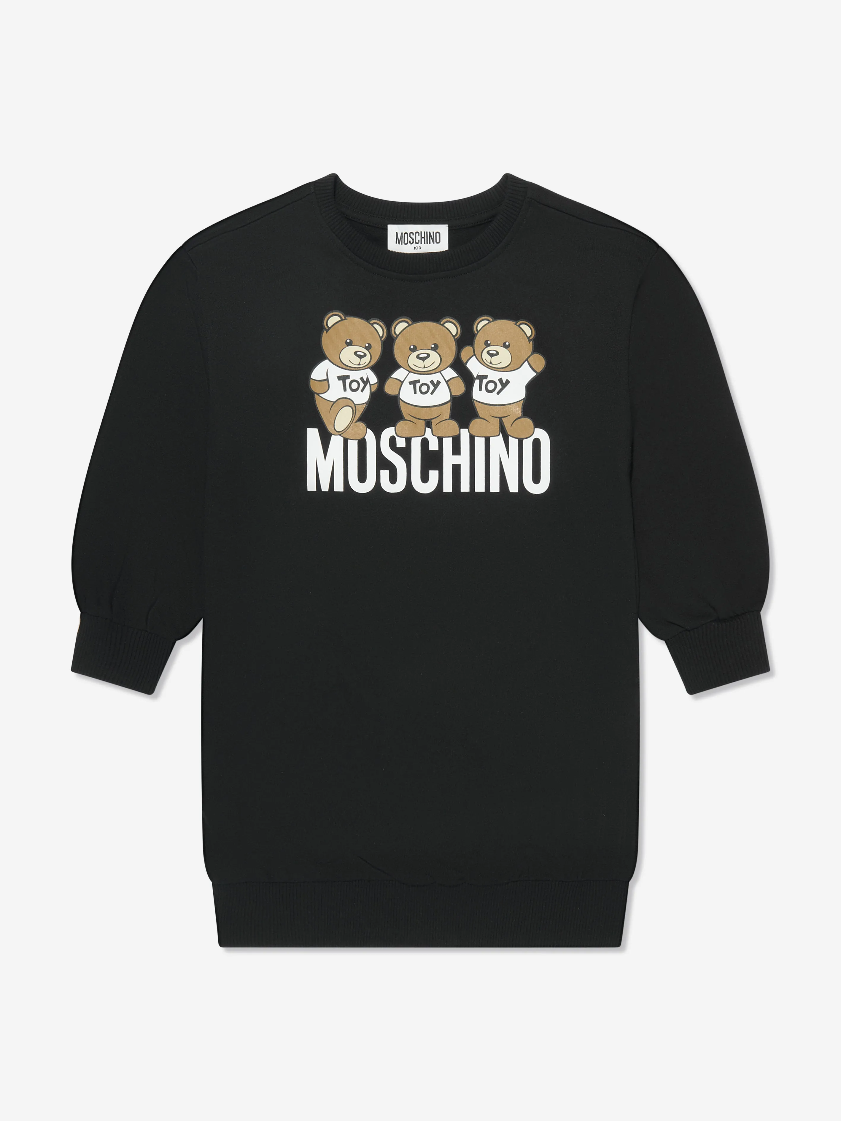 Moschino Girls Teddy Logo Sweater Dress in Black