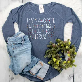 My Favorite Christmas Light is Jesus Multicolor Tunic Tee